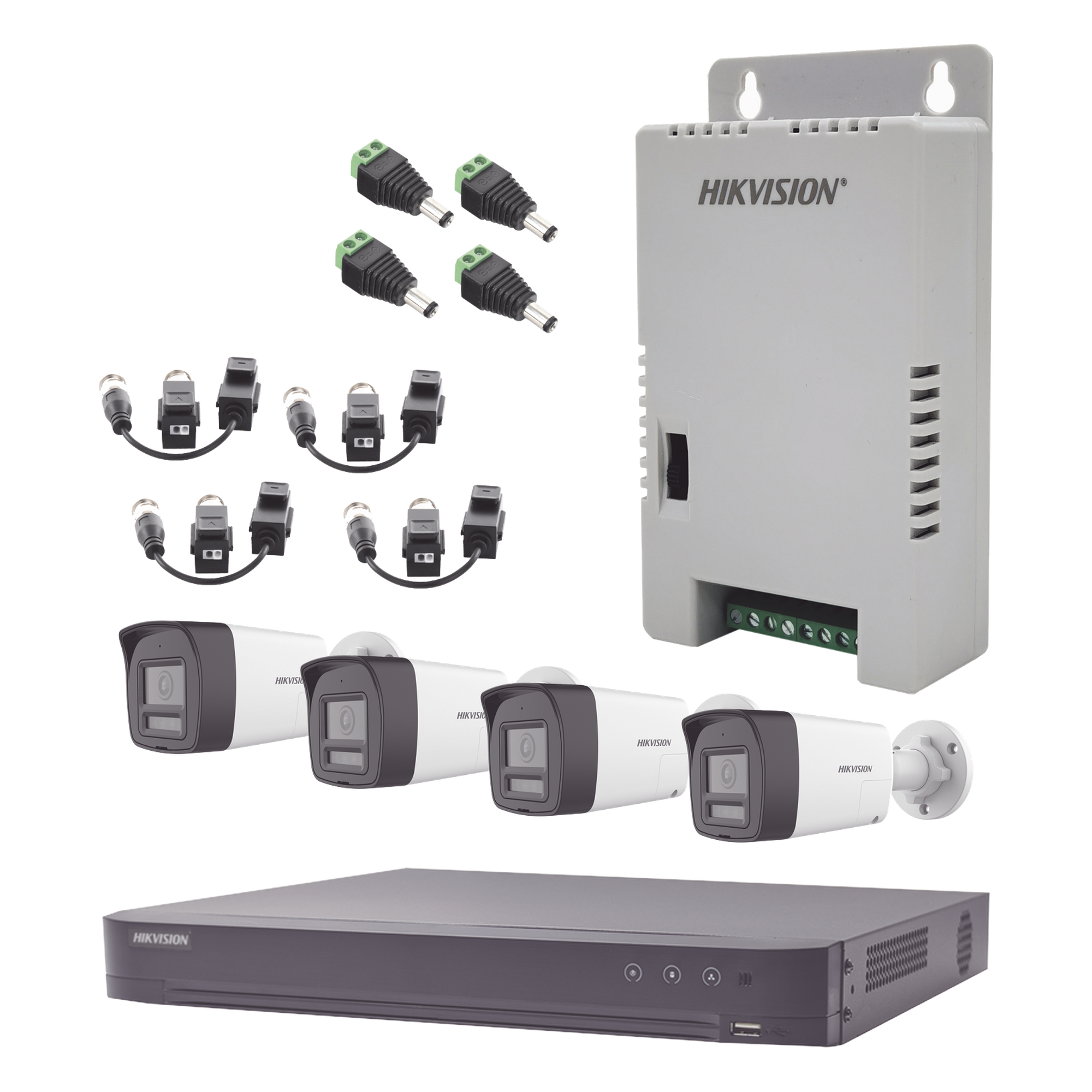 Kit de Videovigilancia TurboHD / DVR 4 Canales 4K / 4 Cámaras Bala 3K / Audio Bidireccional / Dual Light 30 m (98.4 ft) / IP67 / Fuente 12VDC — HIKVISION · SKU KH-4K-4B-TWA