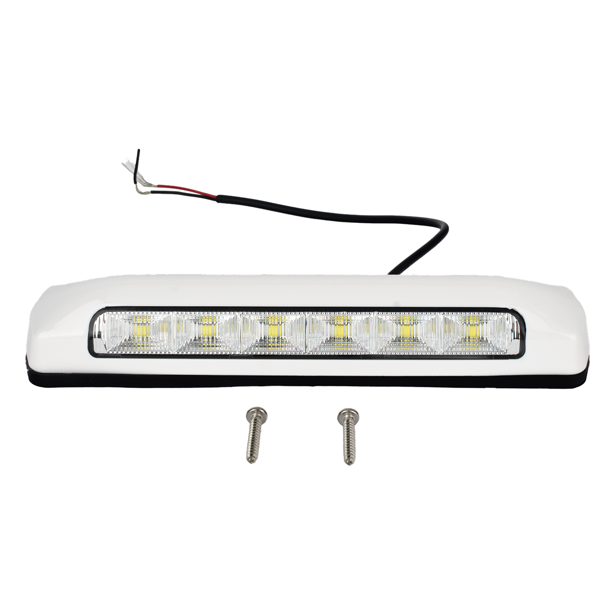 Luz de Escena LED / 6 LED / 75 lm / IP67 / 12-24 VCC / 0.1 A / 203 x 41 x 29 mm / 8 x 1.6 x 1.1 in / -30°C a +50°C / Bisel Blanco