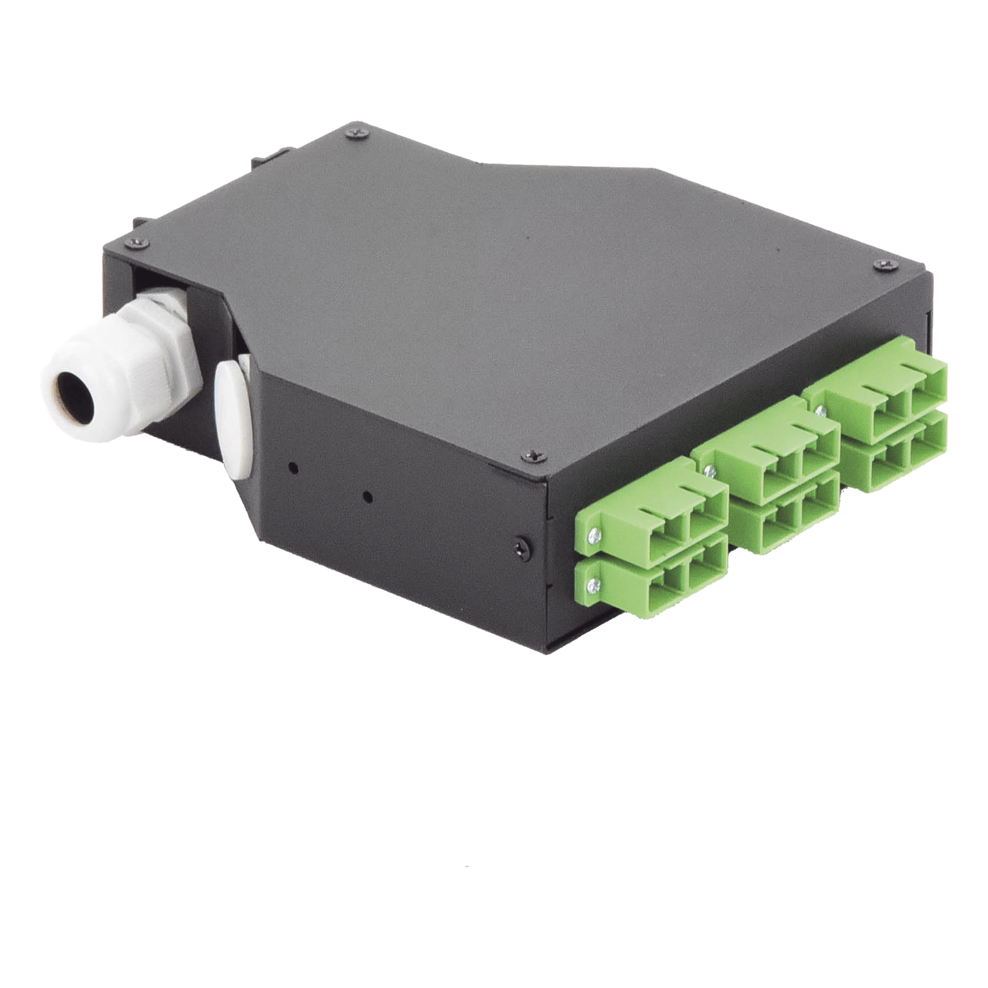 Distribuidor de Fibra Óptica / Riel DIN / 6 Acopladores SC/APC Dúplex Monomodo / Charola 24 Fusiones / 1.57 x 4.96 x 5.59 in