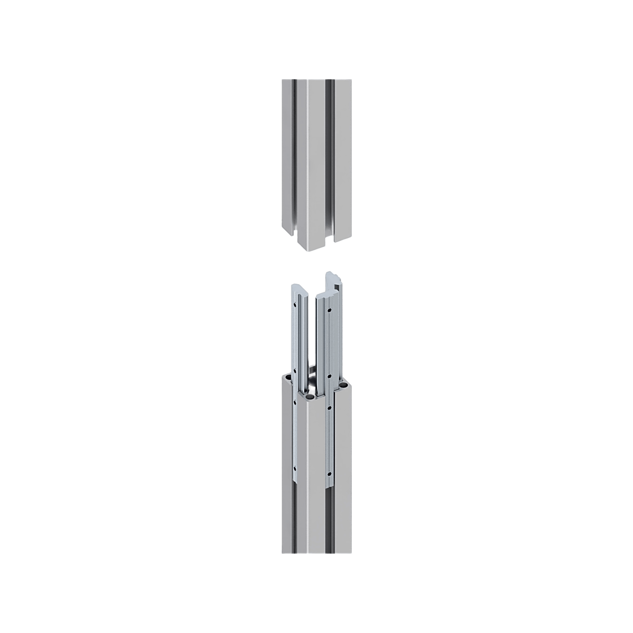 Accesorio_ Riel de Aluminio con longitud de  2380mm| Compatible con estructura para Videowall |  Diseño Modular |  Incluye Tapas de Riel