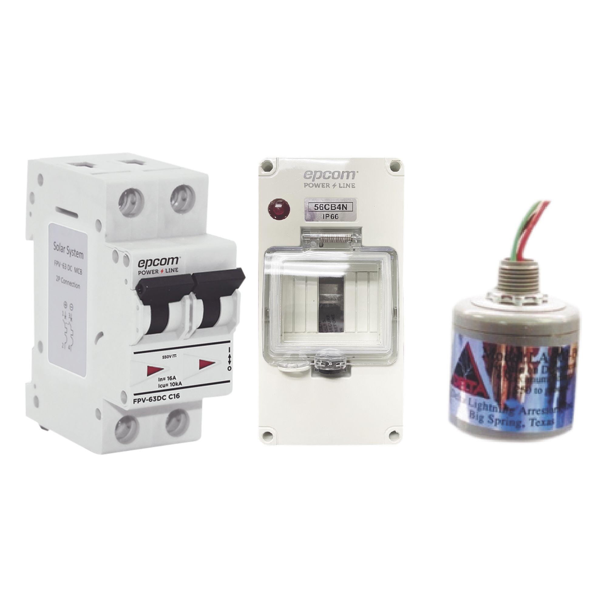 Kit Centro de Carga DC / 800 Vcc / 32 A / 2 Polos / Supresor de Descargas / 5 ns / Sistemas Fotovoltaicos — EPCOM POWERLINE · SKU PL32ACD