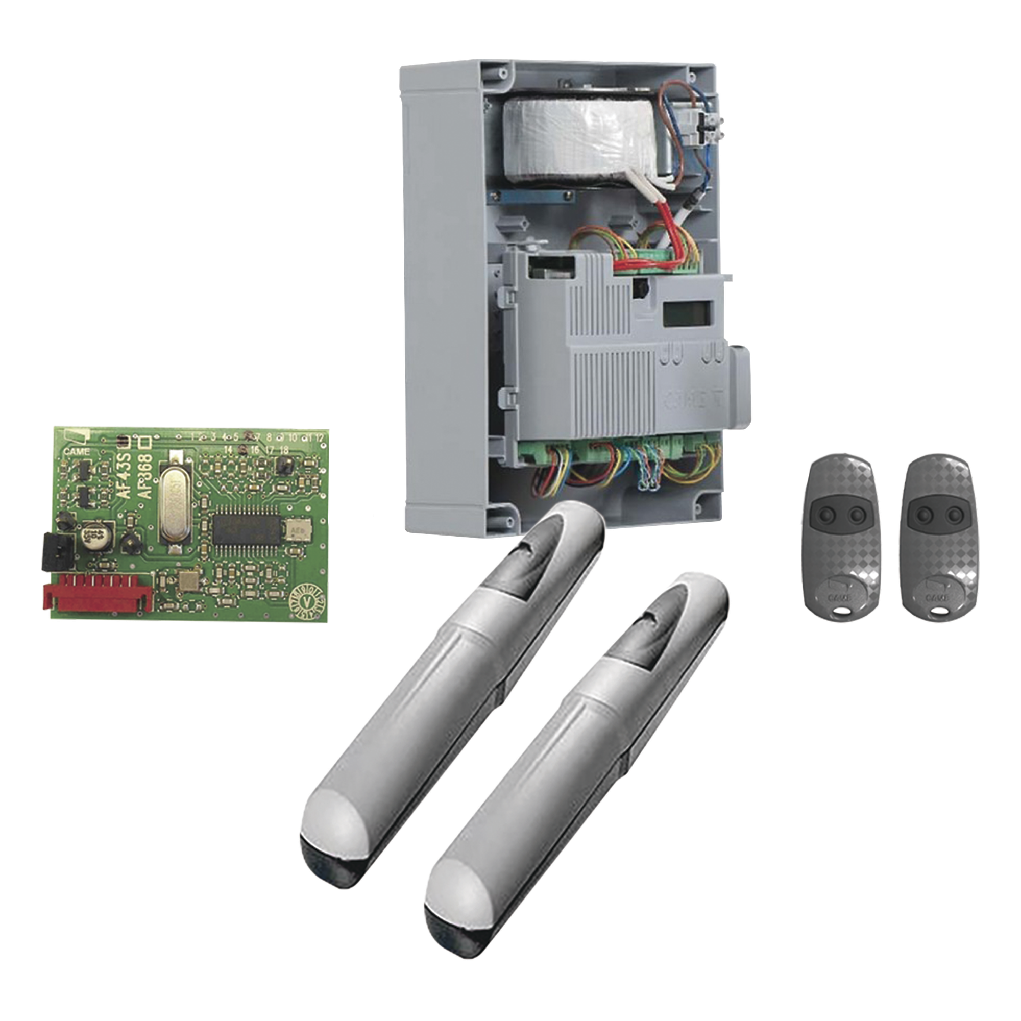 Kit de operadores para puertas abatibles / Hasta 5 m (16.4 ft) / 400 kg por hoja / IP44 / 110V — CAME · SKU KIT-AXO-5024