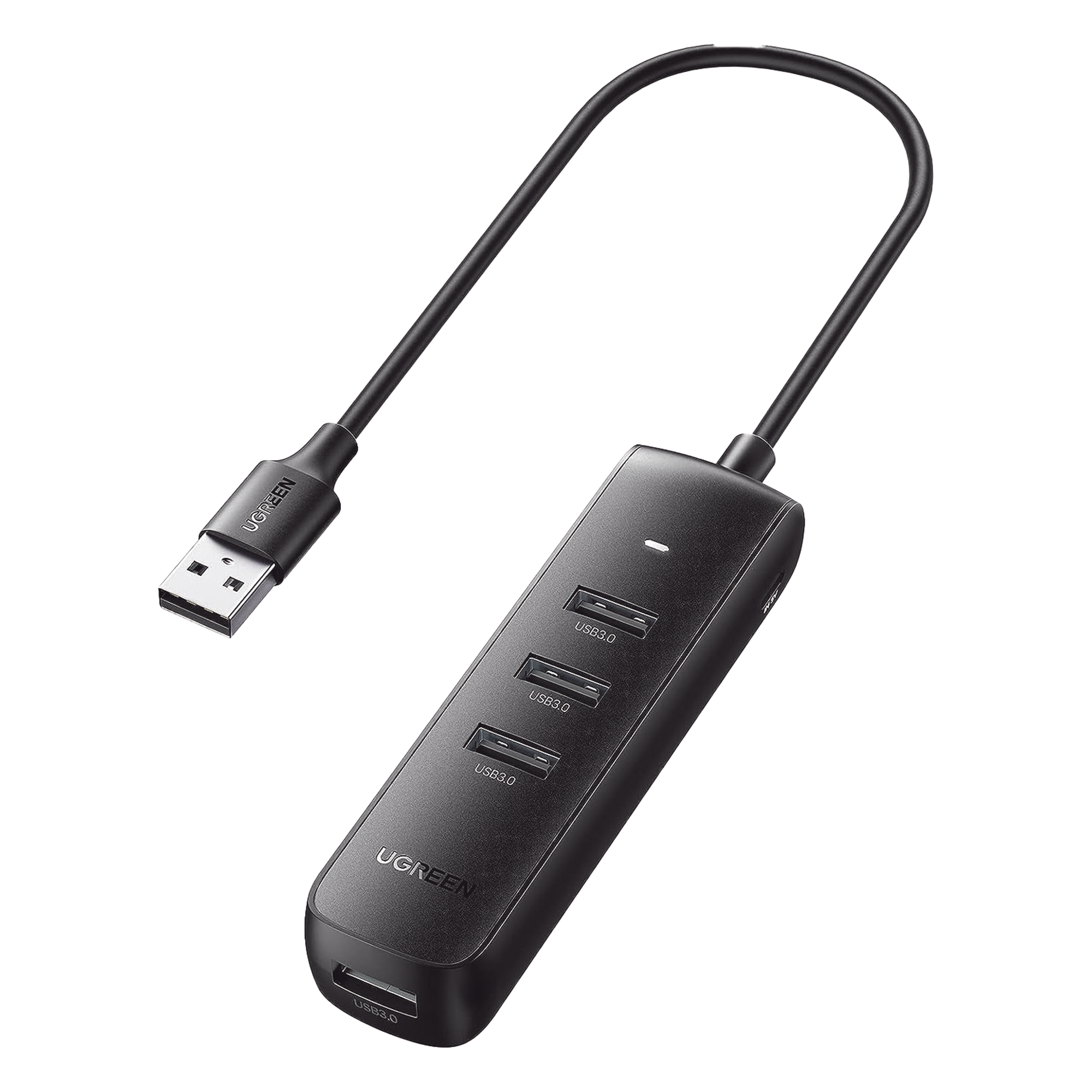 HUB USB-A 3.0 / 4 Puertos USB-A 3.0 5Gbps / Cable 25 cm (0.82 pies) / Alimentación USB-C / Indicador LED / Diseño Ultra Delgado — UGREEN · SKU 10915