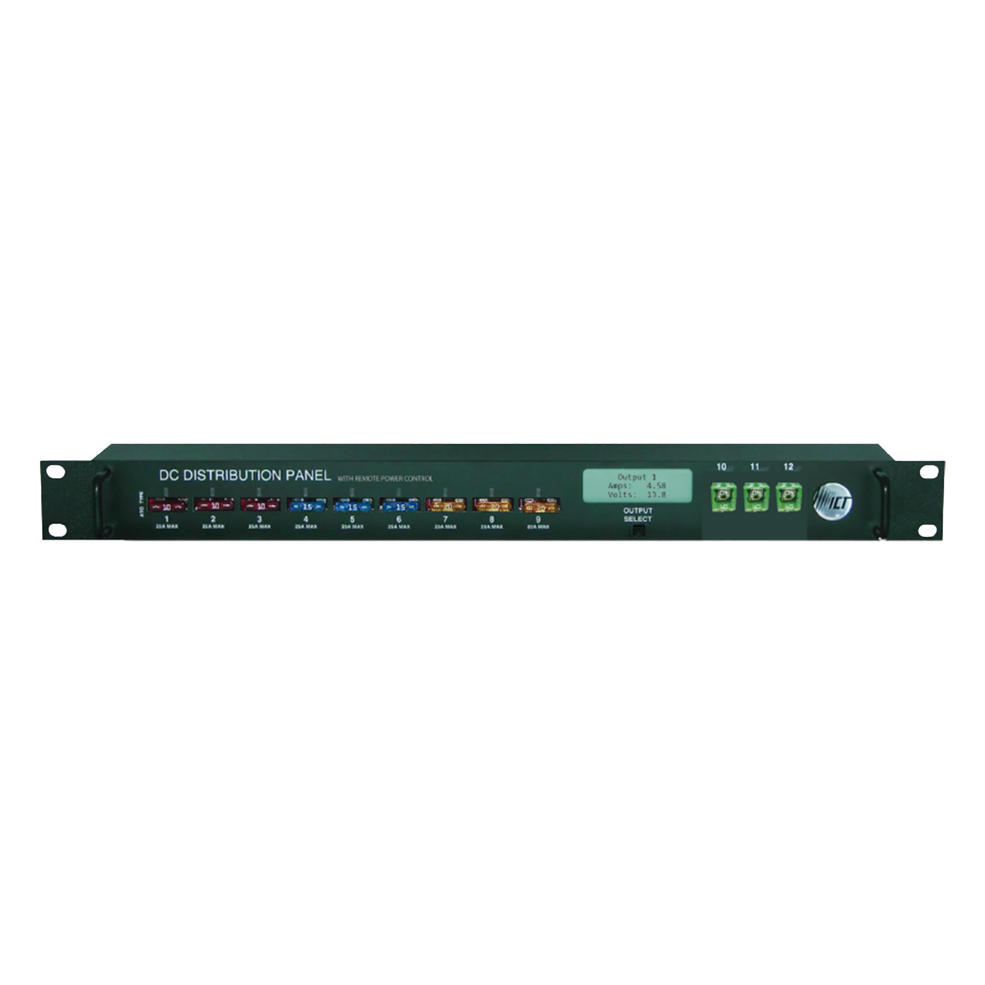 Panel de Energía IP Administrable / 12 Salidas Controlables / 180 A / 12-30 Vcc / Watchdog por Ping IP / Rack 1U 19" — ICT · SKU ICT180SE12IRC