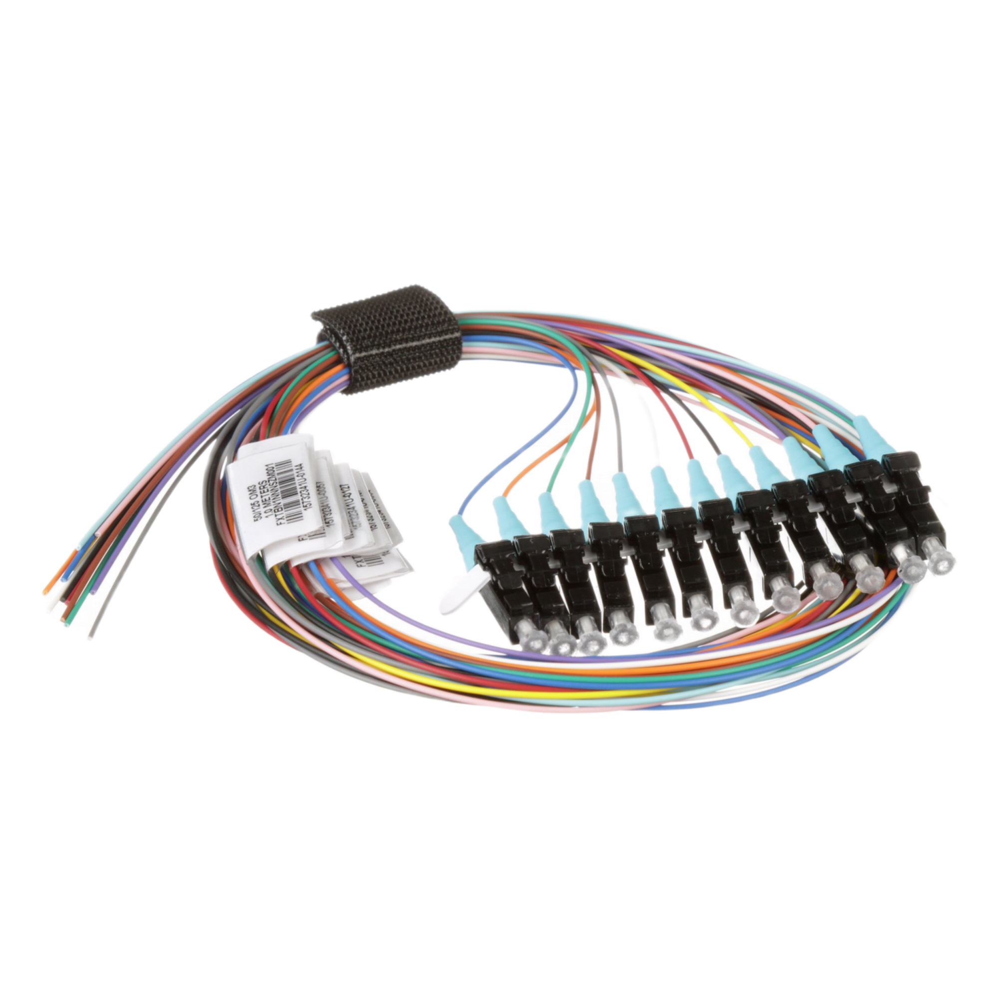 Kit Pigtails Fibra Óptica / 12 Unidades LC Simplex / Multimodo OM4 50/125 / 900 µm / 1 m (3.28 ft) / Identificación por Color — PANDUIT · SKU FZTBN1NNNSZM001
