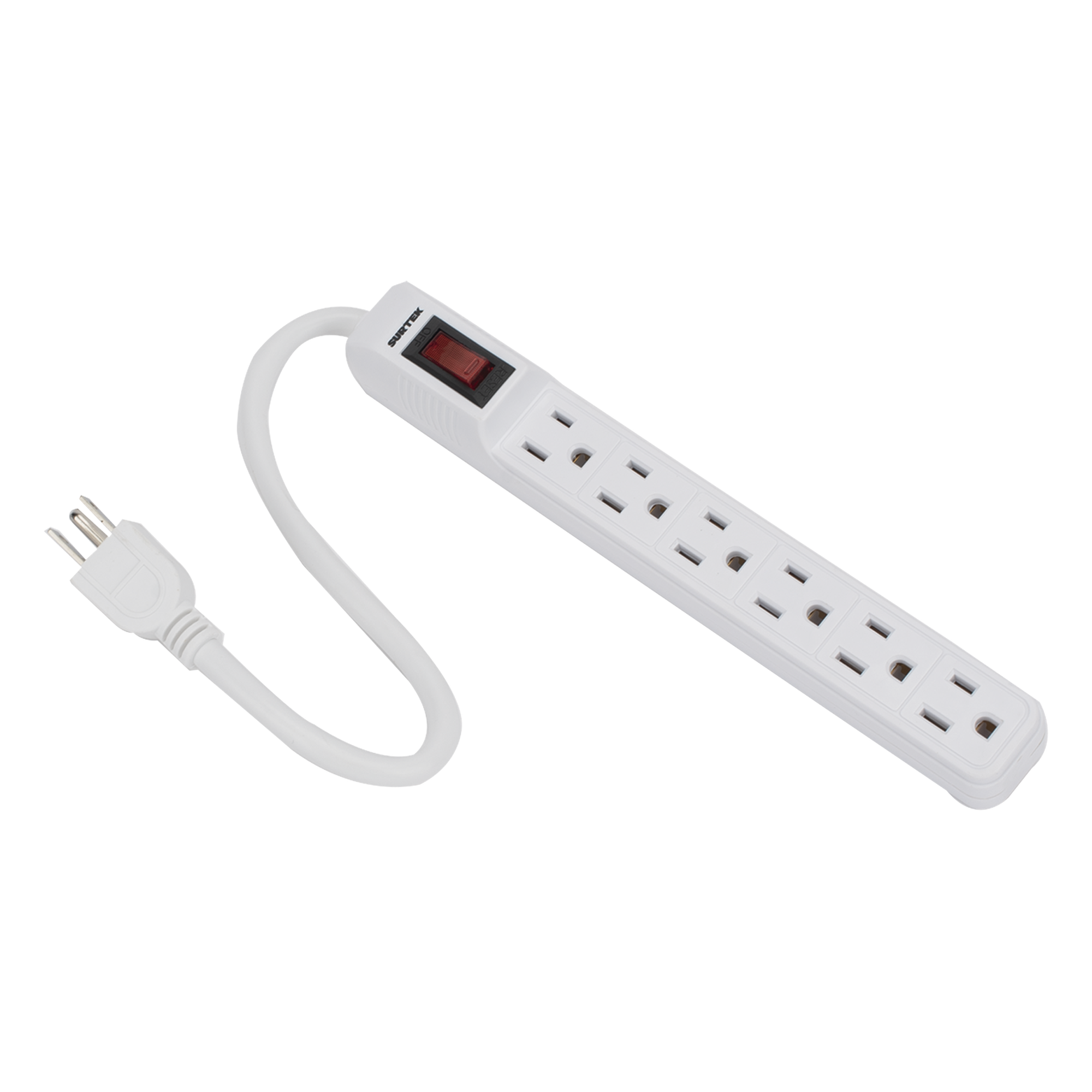 Multicontacto con cable 30 cm. 6 tomas 127 Vca línea, tierra, neutro 15 A max.
