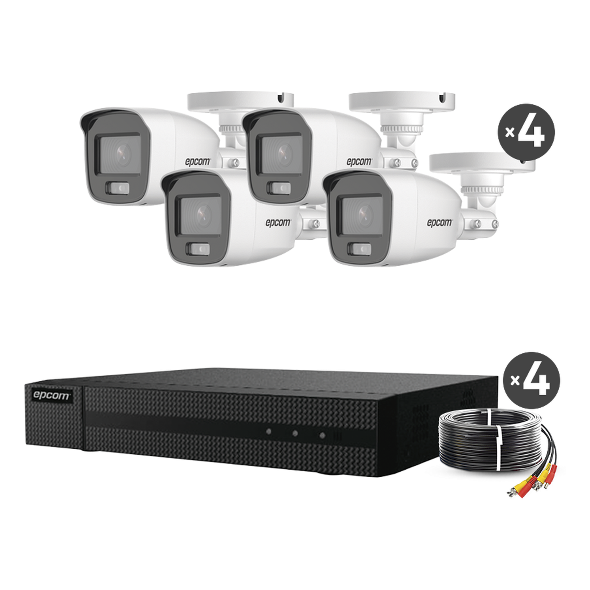 Kit de Videovigilancia TurboHD / DVR 4 Canales / 4 Cámaras Bala 2 MP / ColorVu 20 m (65.6 ft) / Audio por Coaxitron / 5 Tecnologías / HDMI+VGA Simultáneo — EPCOM PROFESSIONAL · SKU B8-KIT-CV/A