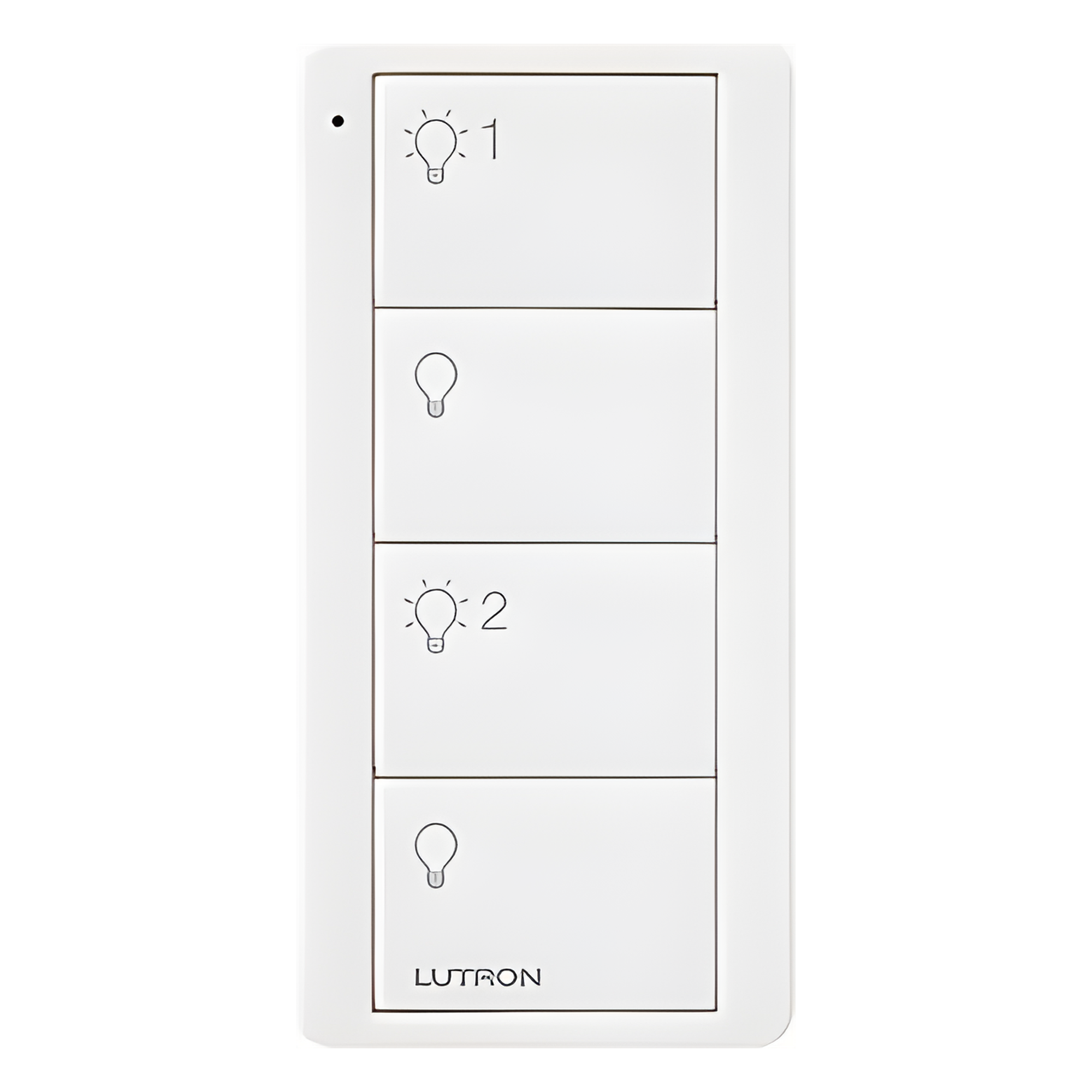 Control Inalámbrico de 4 Botones / 2 Zonas de Iluminación / Clear Connect RF / Alcance 18 m (59.1 ft) Línea de Vista / Batería 10 Años — LUTRON ELECTRONICS · SKU PJ24BWHL21P