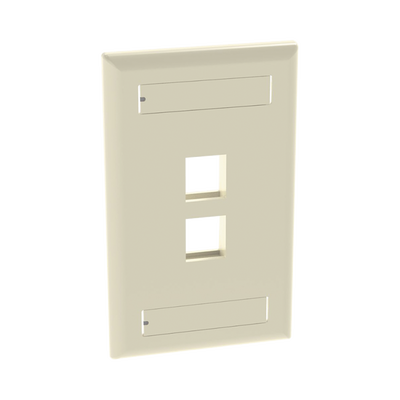 Placa de Pared Vertical, Salida Para 2 Puertos Keystone, Con Espacios Para Etiquetas, Color Marfil