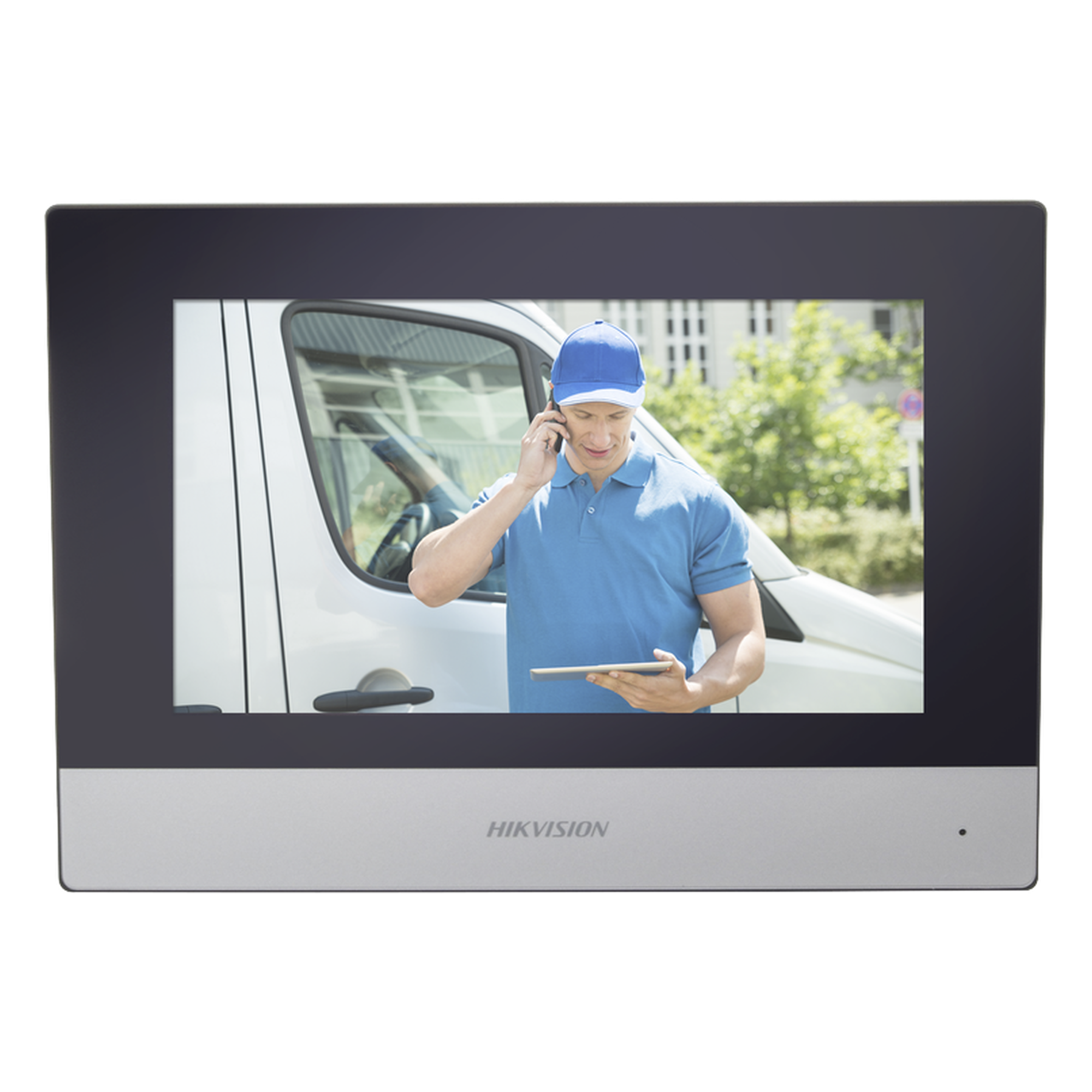 Monitor Híbrido IP WiFi Touch Screen / 7" / Resolución 1024x600 / PoE 802.3af / Audio Bidireccional / 8 Entradas de Alarma / Compatible 4 Hilos Analógicos — HIKVISION · SKU DS-KH6320-WTDE1