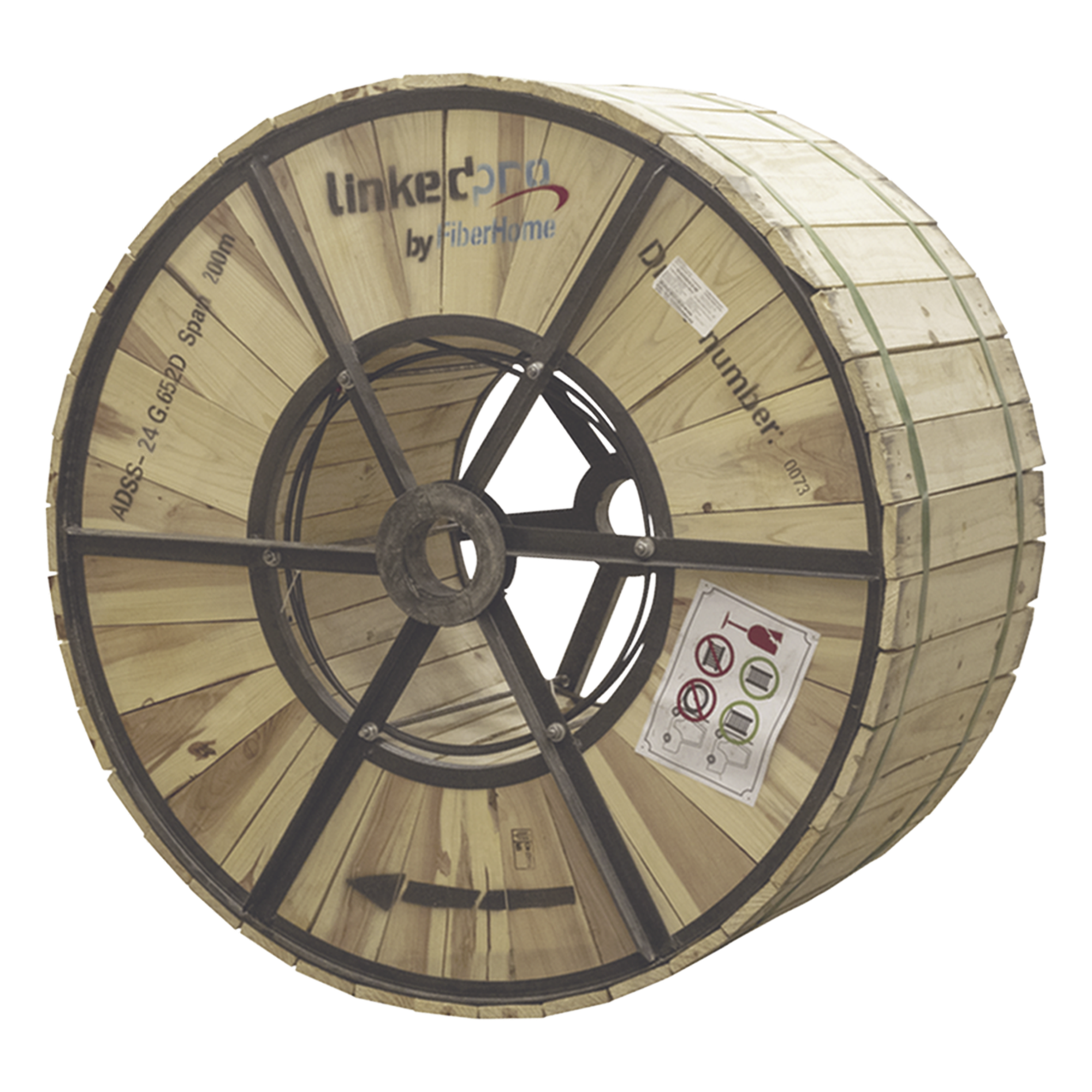 Carrete de Fibra Óptica Aérea ADSS / Monomodo G.652D / 24 Hilos / Span 200 m / 4 km / 13,123 pies — LINKEDPRO BY FIBERHOME · SKU OC-ADSS-24C-S200/4KM