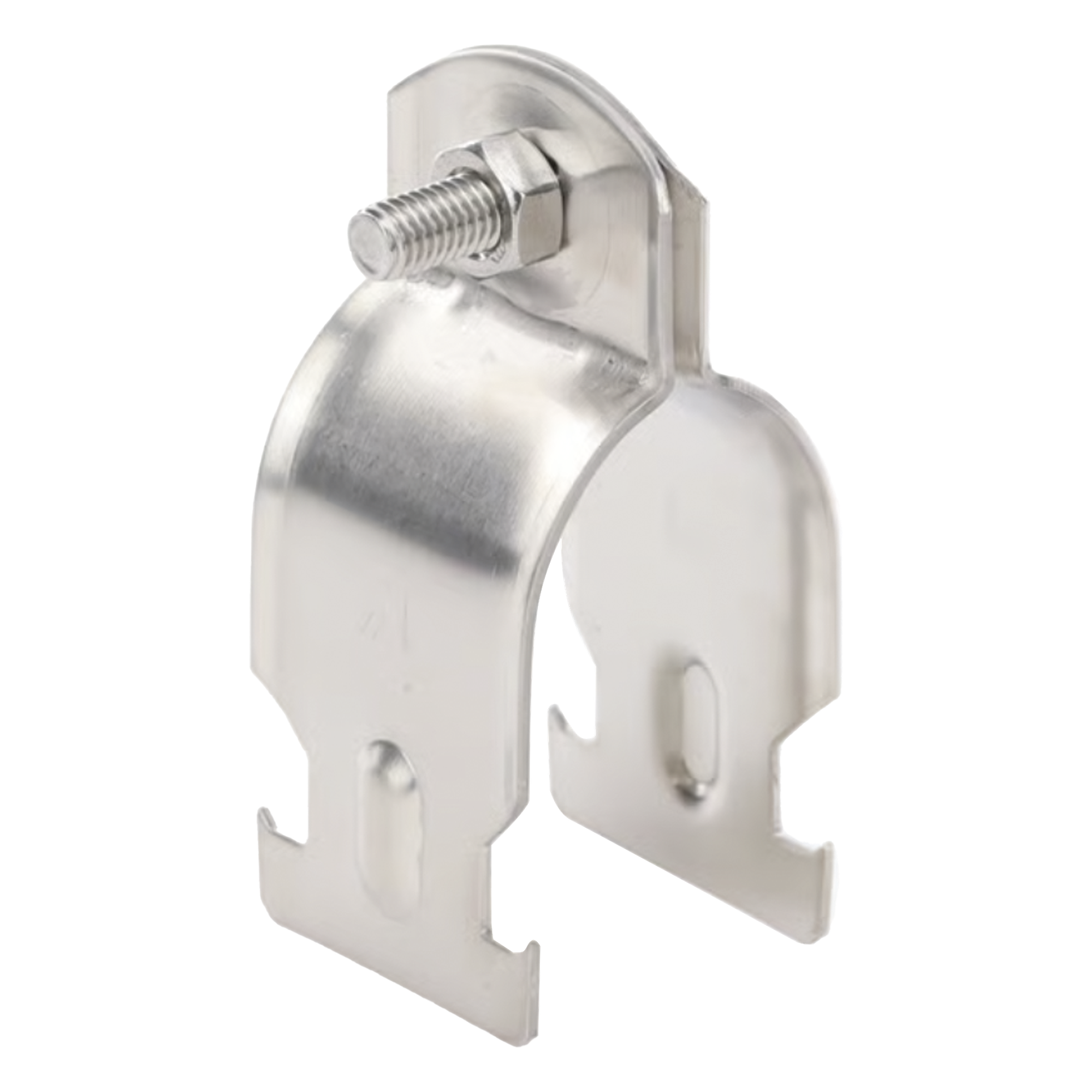 Abrazadera Tipo Strut / Acero Inoxidable 304 / Tubo 33.5 mm / Incluye Tornillo M6 / ISO 9001:2015 — SYSCOM TOWERS · SKU STRUT-STRAP1