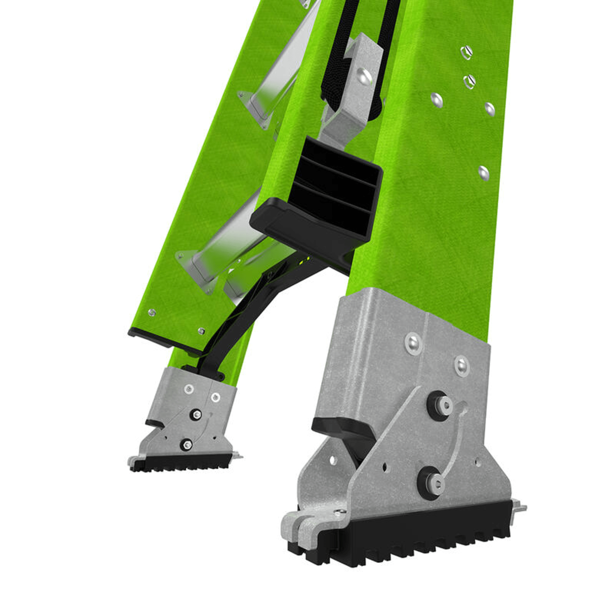 Escalera de Extensión / Fibra de Vidrio y Aluminio / 10.9 m (35.8 ft) / Capacidad 375 lb (170 kg) / Estabilizadores Niveladores Integrados / Certificación ANSI-OSHA