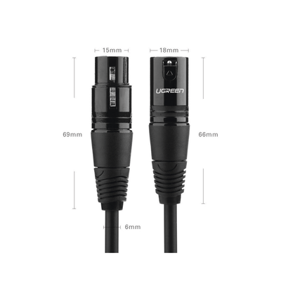 Cable para Micrófono XLR Tipo Canon Macho a Hembra | 15 Metros | Plug & Play | Anti interferencias | Triple Blindaje | Alta Calidad | Color Negro.