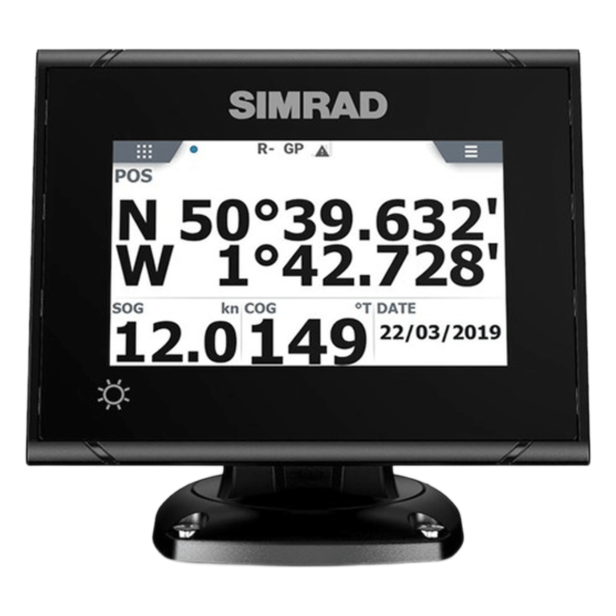 Sistema GPS Marino / Pantalla Táctil 5 Pulgadas / GPS + GLONASS / Conexión Directa Antena / NMEA 2000 / Integración Radar y Autopiloto — SIMRAD · SKU 000-14129-001