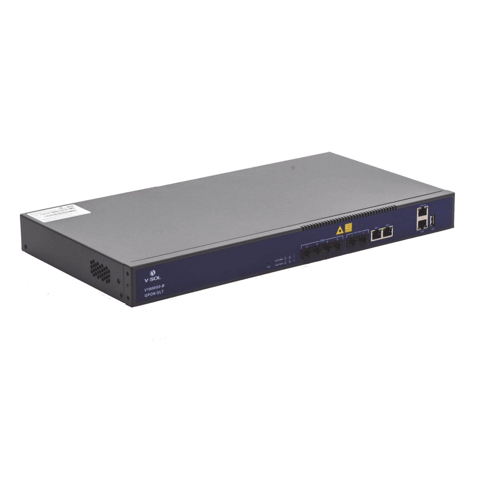 OLT / 4 Puertos GPON / 2 GE + 2 SFP+ Uplink / 512 ONUs / Rack 1U / 17.4 x 12.6 x 1.7 in — V-SOL · SKU V1600G-0B