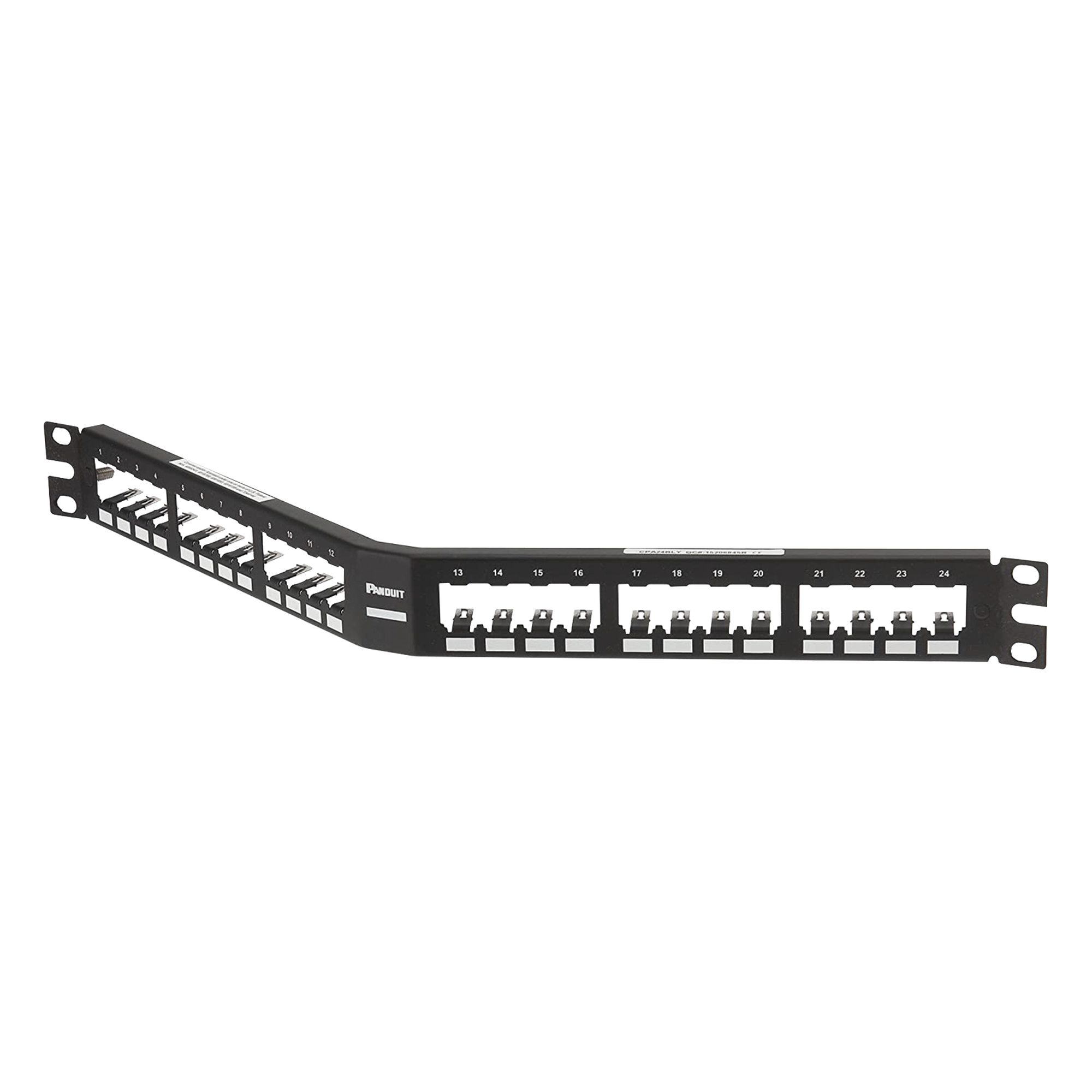 Panel de Parcheo Modular / Angulado / Blindado / 24 Puertos / 1UR / Acero Inoxidable — PANDUIT · SKU CPA24BLY