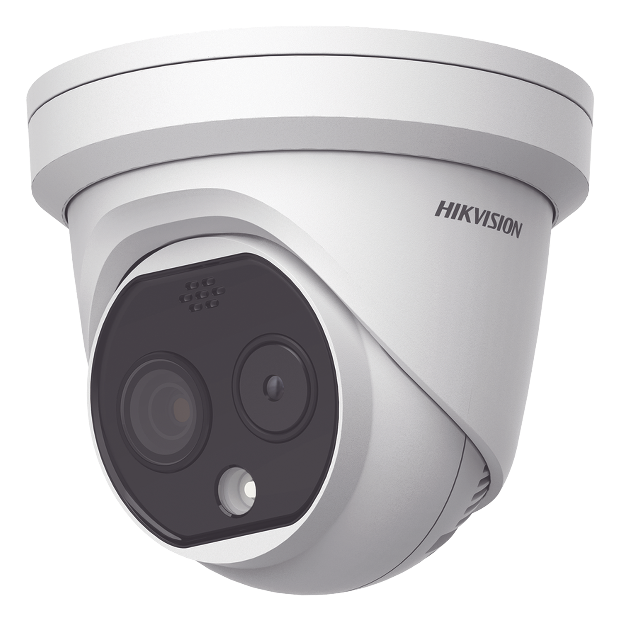 Turret IP Dual / Térmica 1.8 mm (160 x 120) / Óptico 2 mm (4 Megapixel) / Detección de Personas 53 mts / 15 mts IR / Exterior IP67 / PoE / Termométrica / Detección de Temperatura / Sirena y Luz / Micro SD 32 GB Incluida