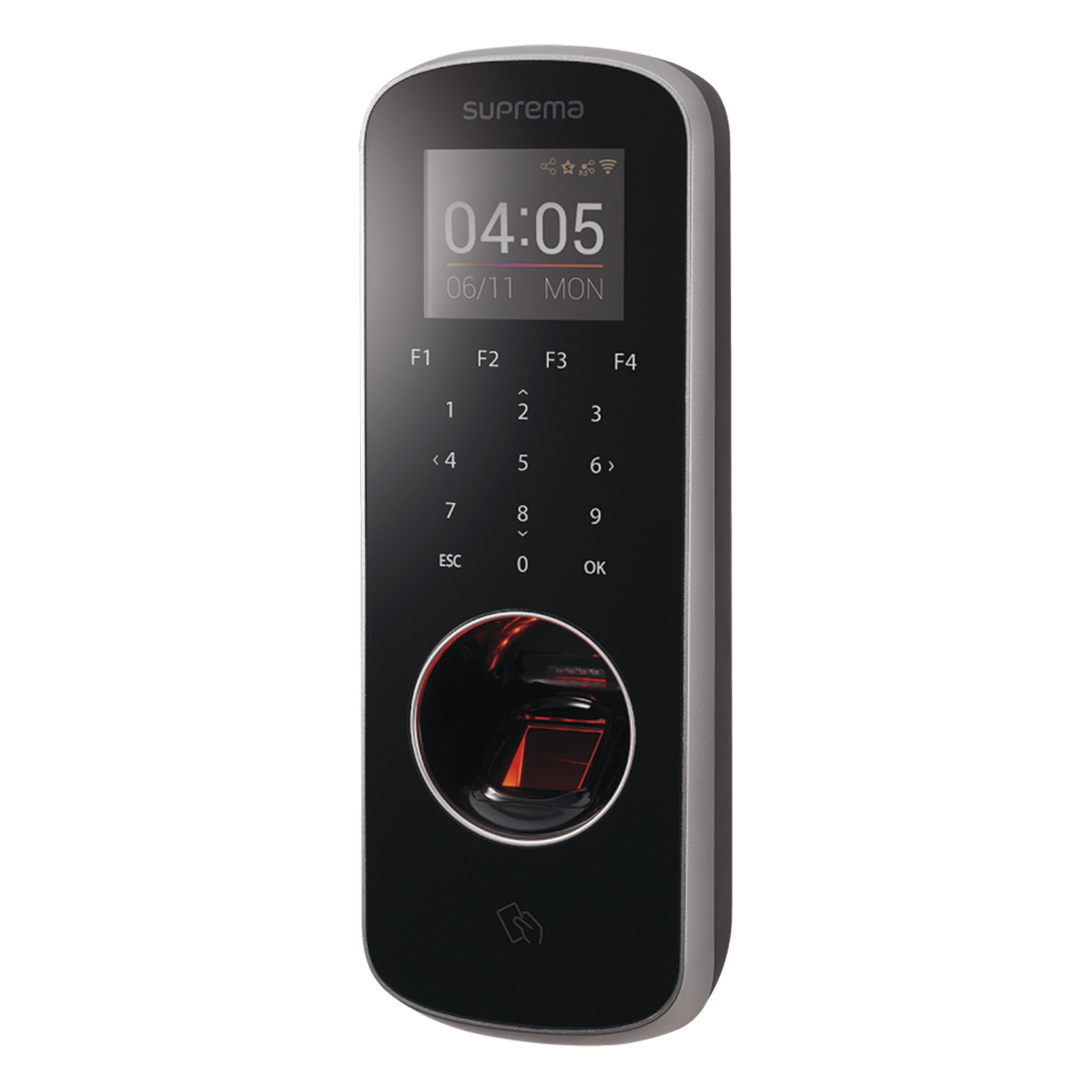 Terminal de Control de Acceso Biométrico / 1,000,000 Plantillas / TCP-IP y RS-485 / Lector 13.56 MHz MIFARE NFC DESFire FeliCa / LCD 2.0 Pulgadas / Detección de Dedo Vivo — SUPREMA · SKU BSL2OM
