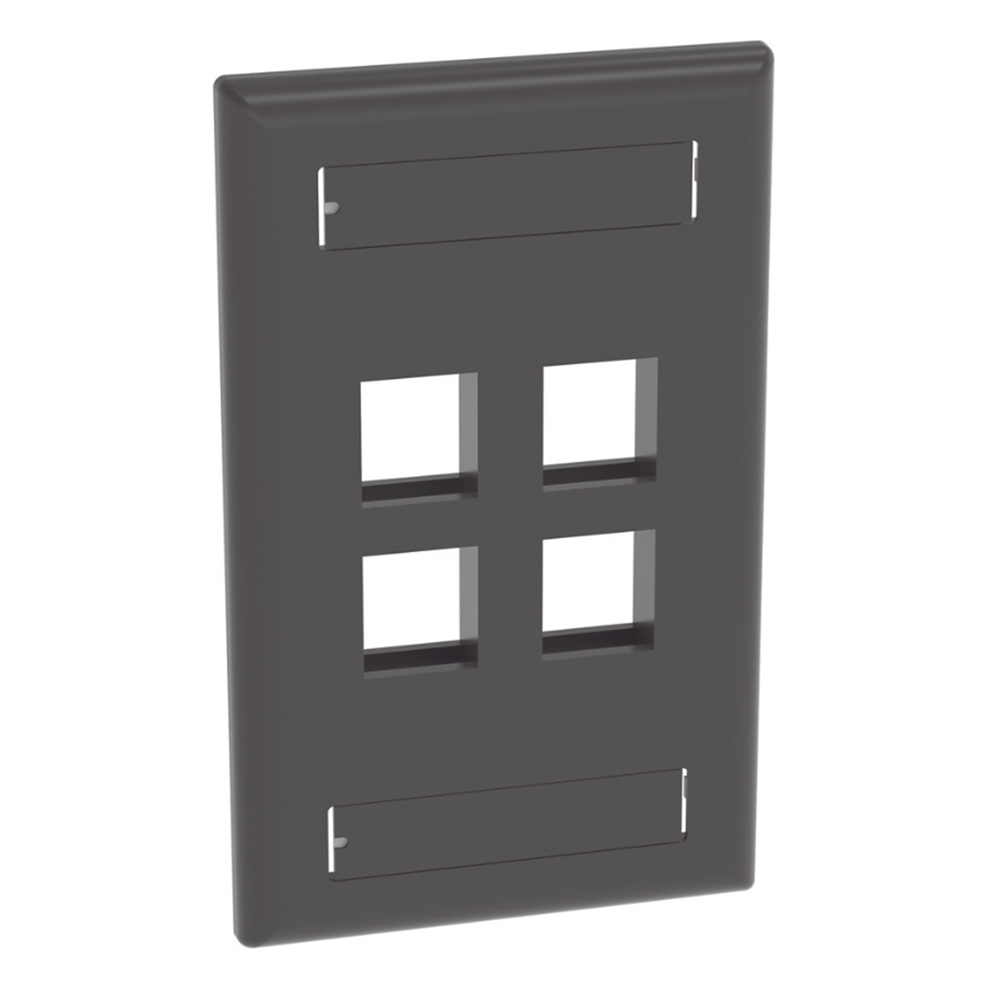 Placa de Pared Vertical / 4 Puertos Keystone / Montaje Vertical / 69.8 x 114.3 mm (2.75 x 4.5 pulg.) / ABS Negro / RoHS
