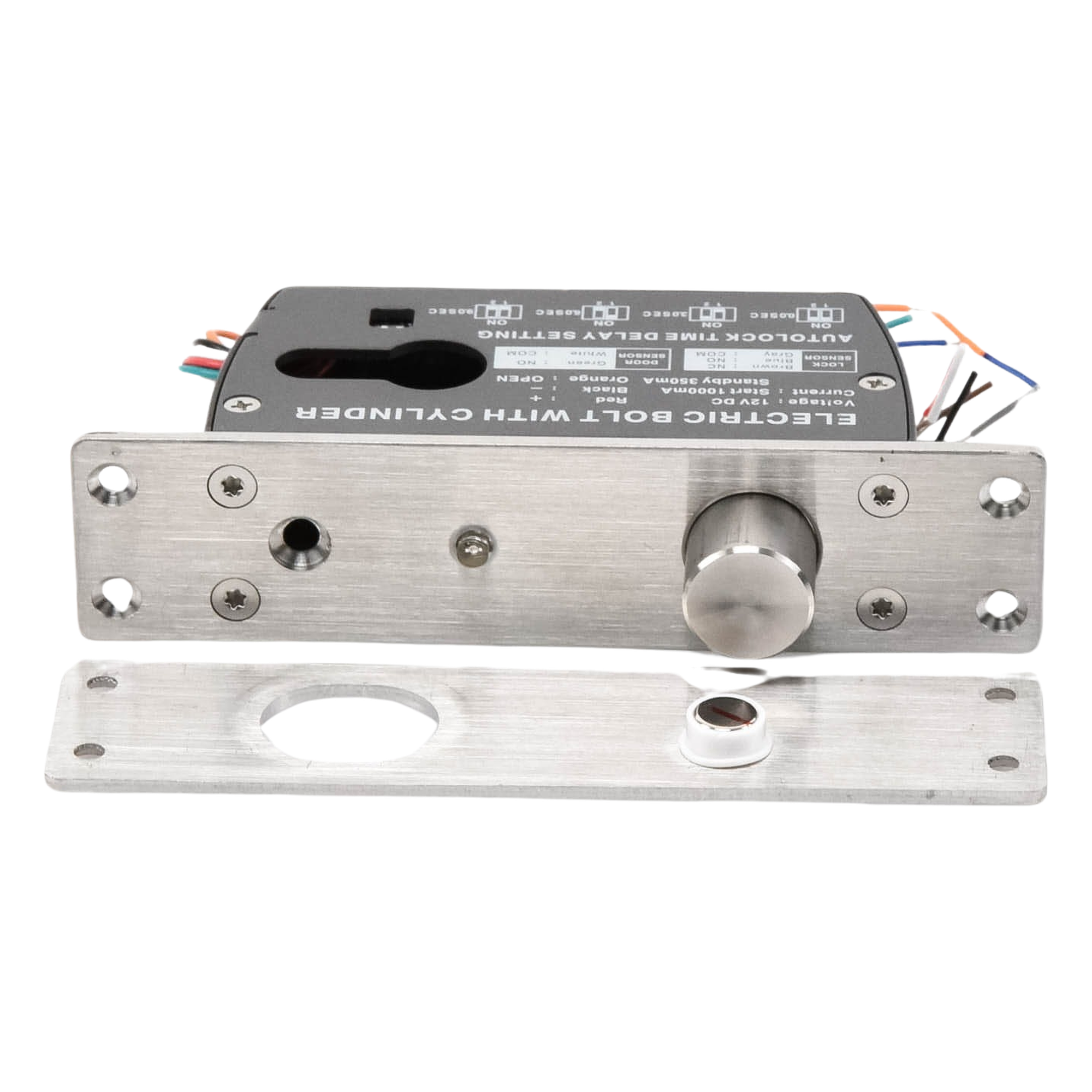 Cerradura de Perno Eléctrica / 2000 kg de Fuerza de Sujeción / Fail Safe 12 VCC / Temporizador 0-9 s / Sensor de Puerta NO/NC/COM / 500000 Ciclos
