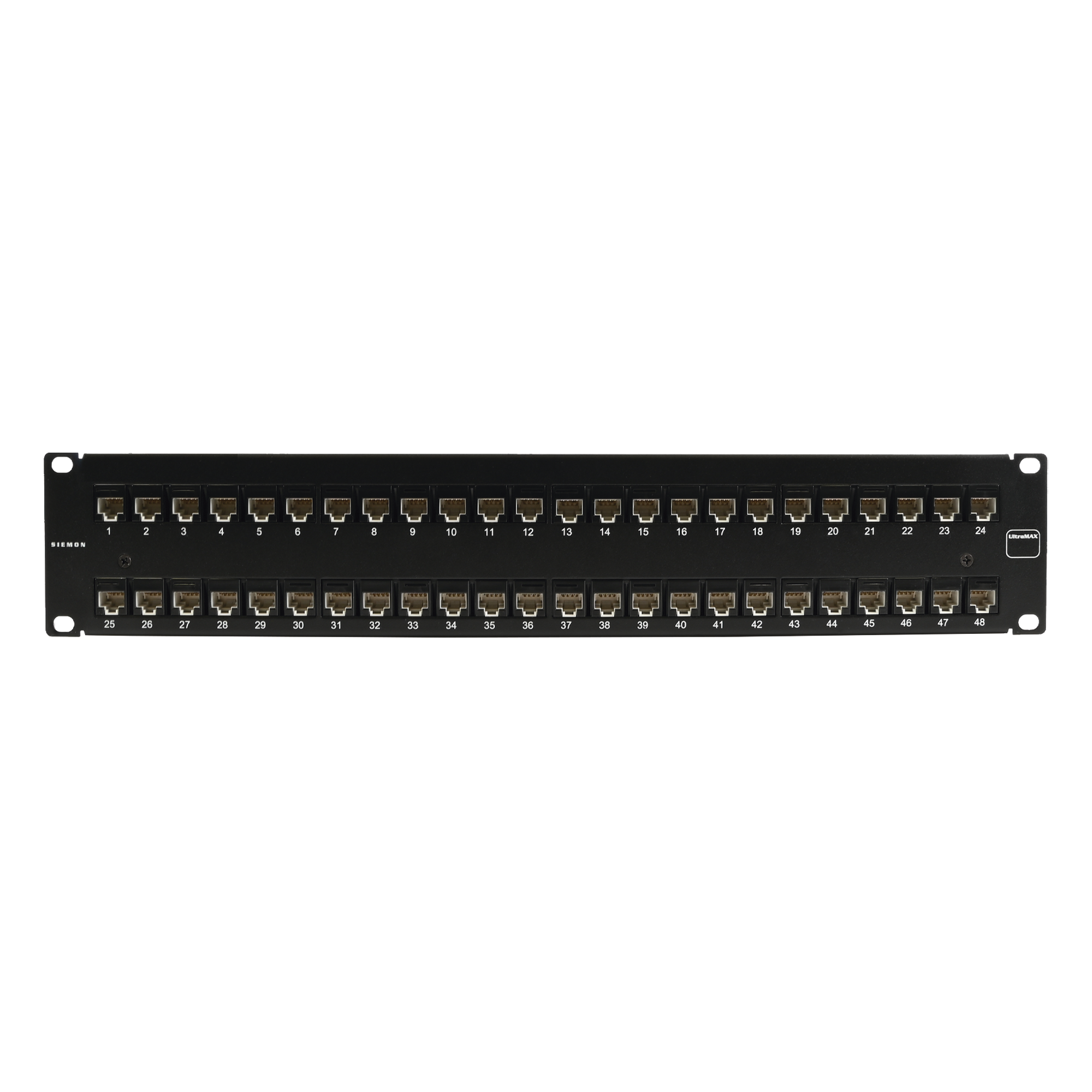 Patch Panel / UTP Cat6 / 48 Puertos / Plano 2U / Rack 19' / Terminación 4 Pares — SIEMON · SKU UP6-F2-48L-RS