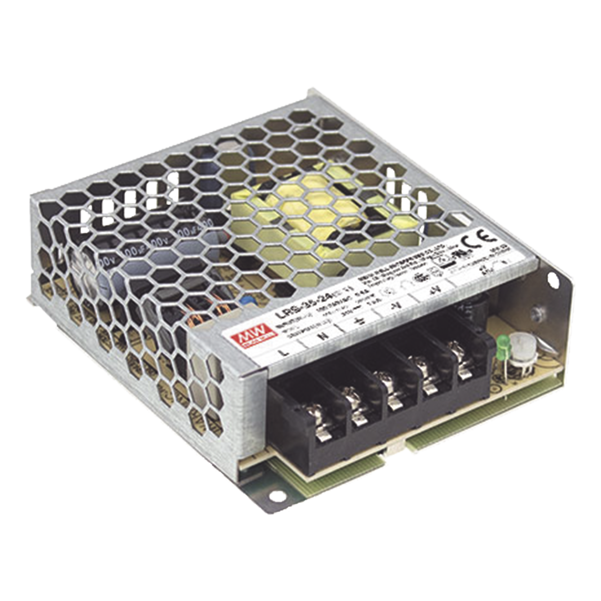 Fuente de Poder Conmutada / 350W / 24Vcc / 14.6A / Entrada CA Seleccionable / 115 x 30 x 215 mm — MEANWELL · SKU LRS3524