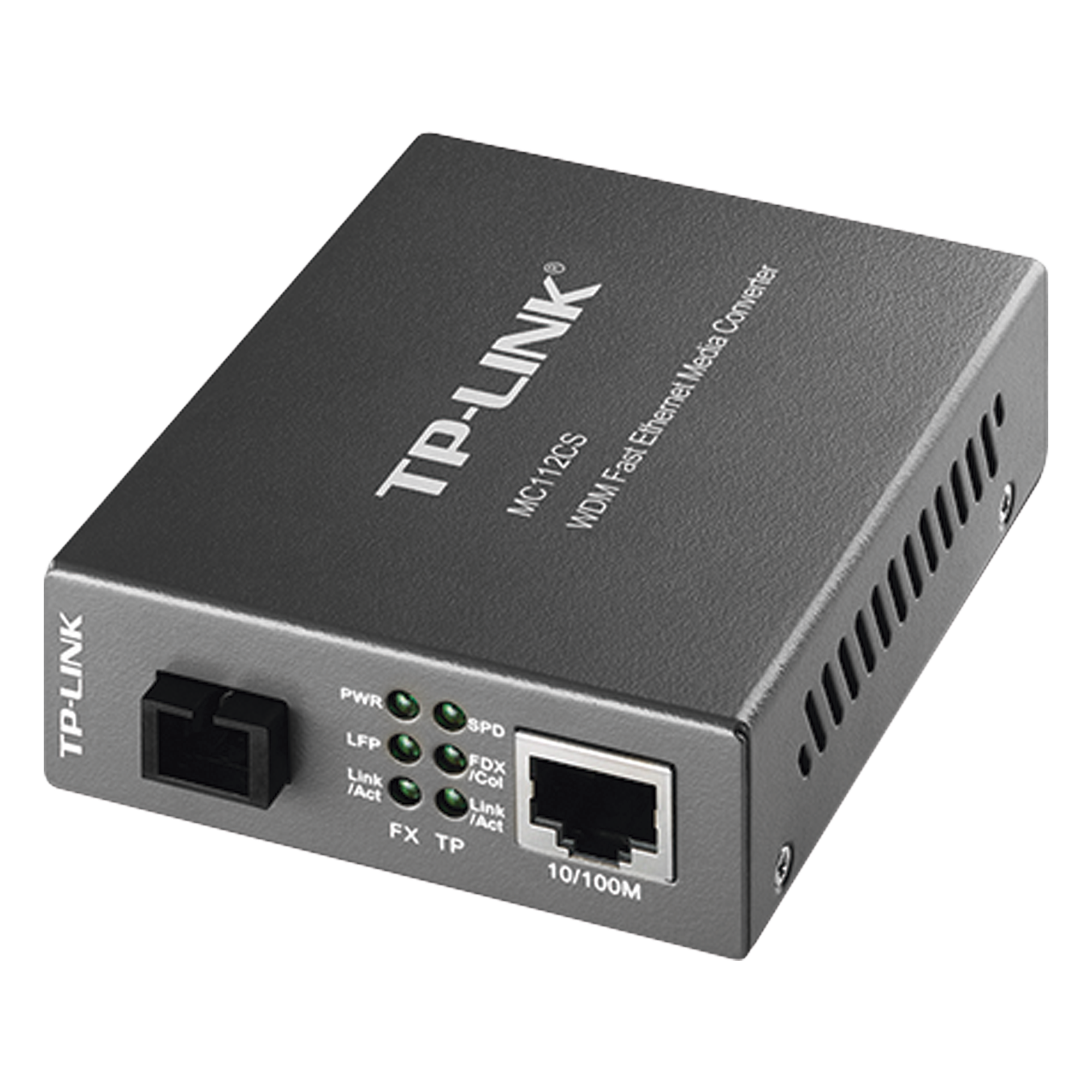 Convertidor de Medios WDM / Fibra Monomodo SC / 20 km (12.4 mi) / 10/100 Mbps / Longitud de Onda 1310/1550 nm / Plug and Play — TP-LINK · SKU MC112CS