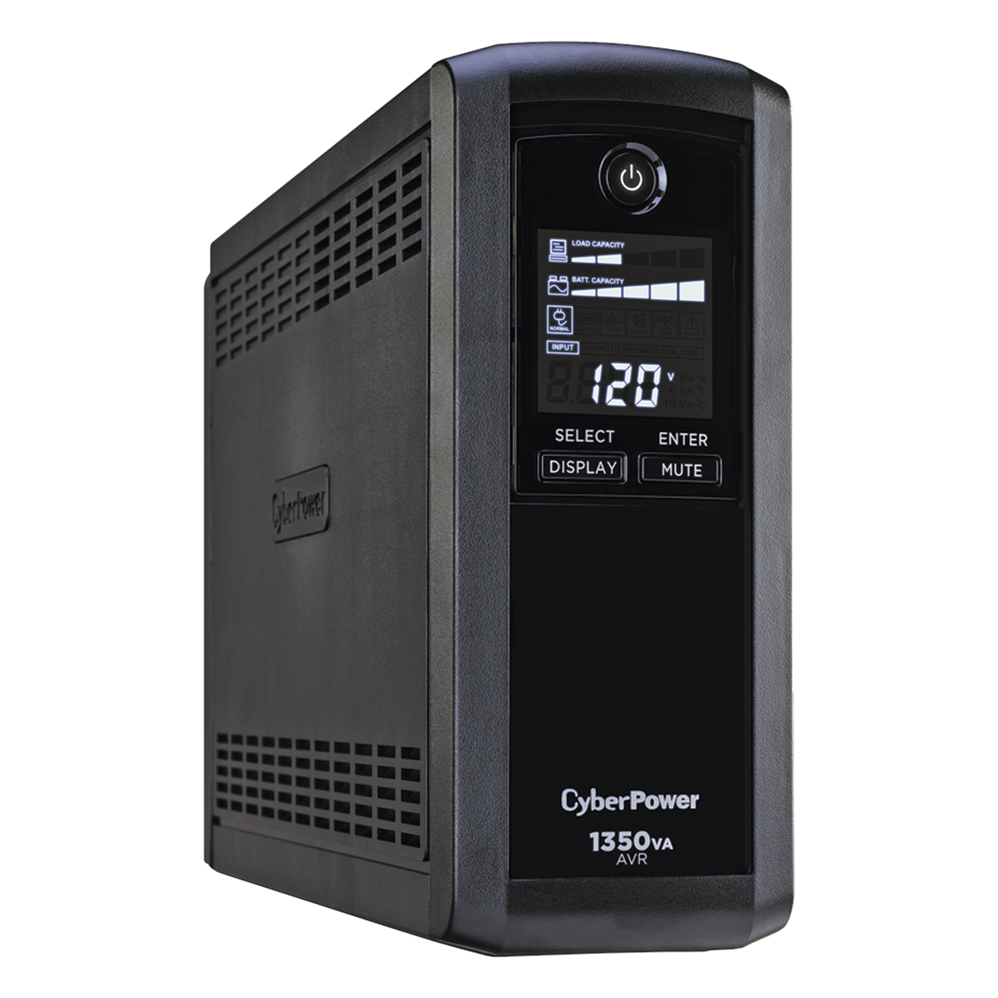 UPS Línea Interactiva / 1350 VA / 815 W / 10 Tomas NEMA 5-15R / LCD Multifunción / AVR / Supresión 1500 J — CYBERPOWER · SKU CP1350AVRLCDA