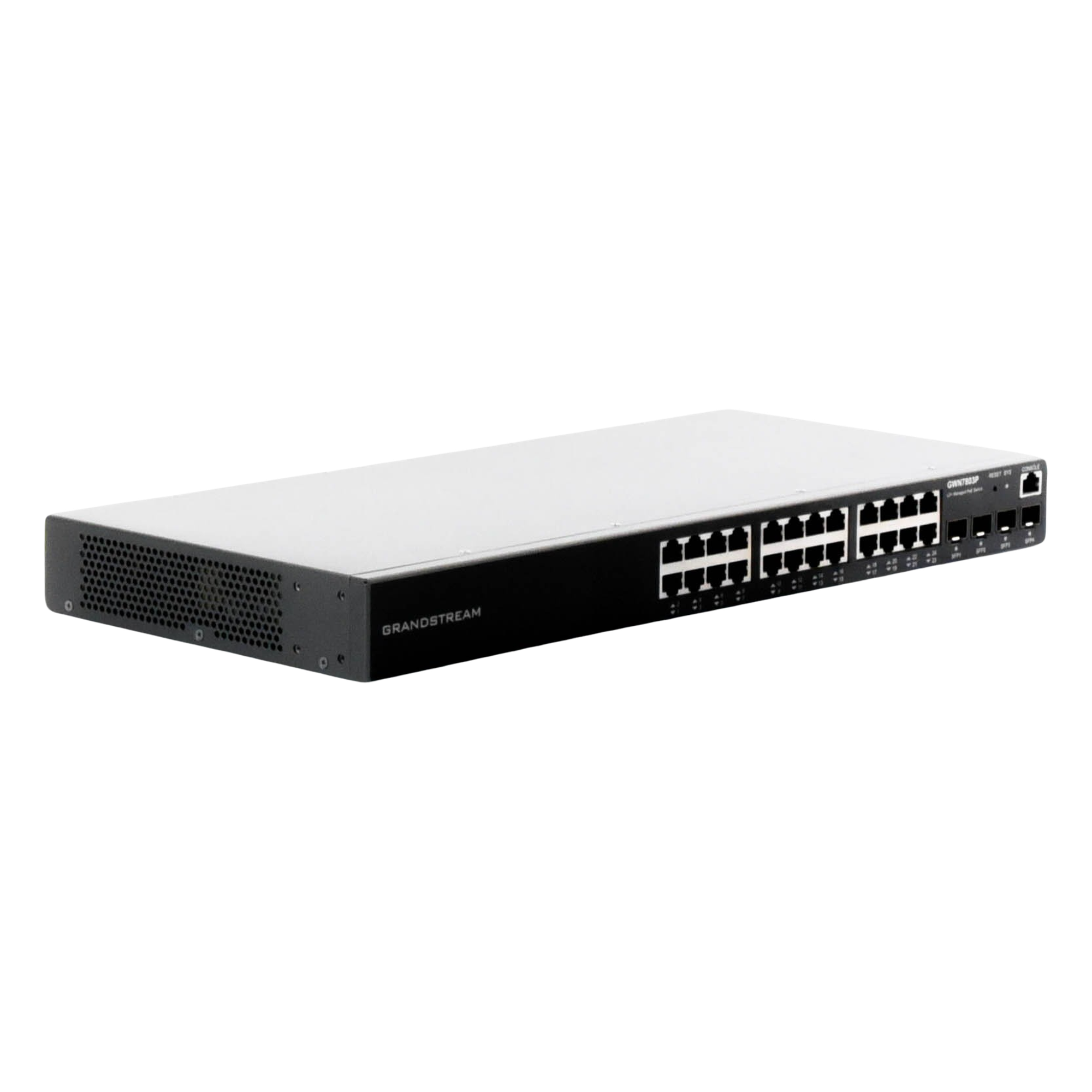 Switch PoE+ Administrable / 24 Puertos Gigabit / 4 SFP Uplink / 360W PoE Total / 56 Gbps Switching / Cloud Gratuito / Rack 19"