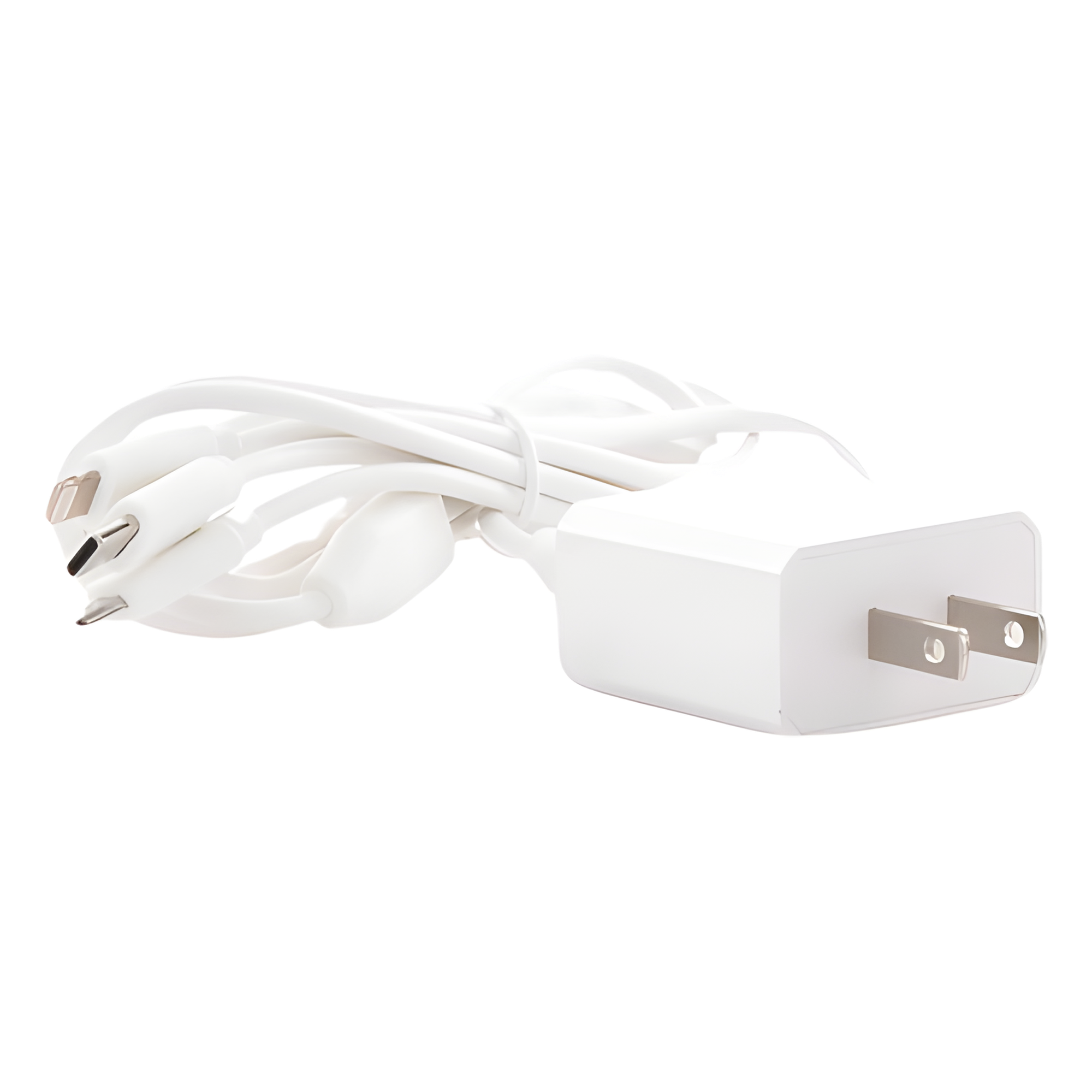 Cargador de pared USB de 5 Vcc 2A / Multi-puertos / USB-C / Micro USB / Tipo C / Lightning (iPhone) / Extensión de cable 1.2 metros