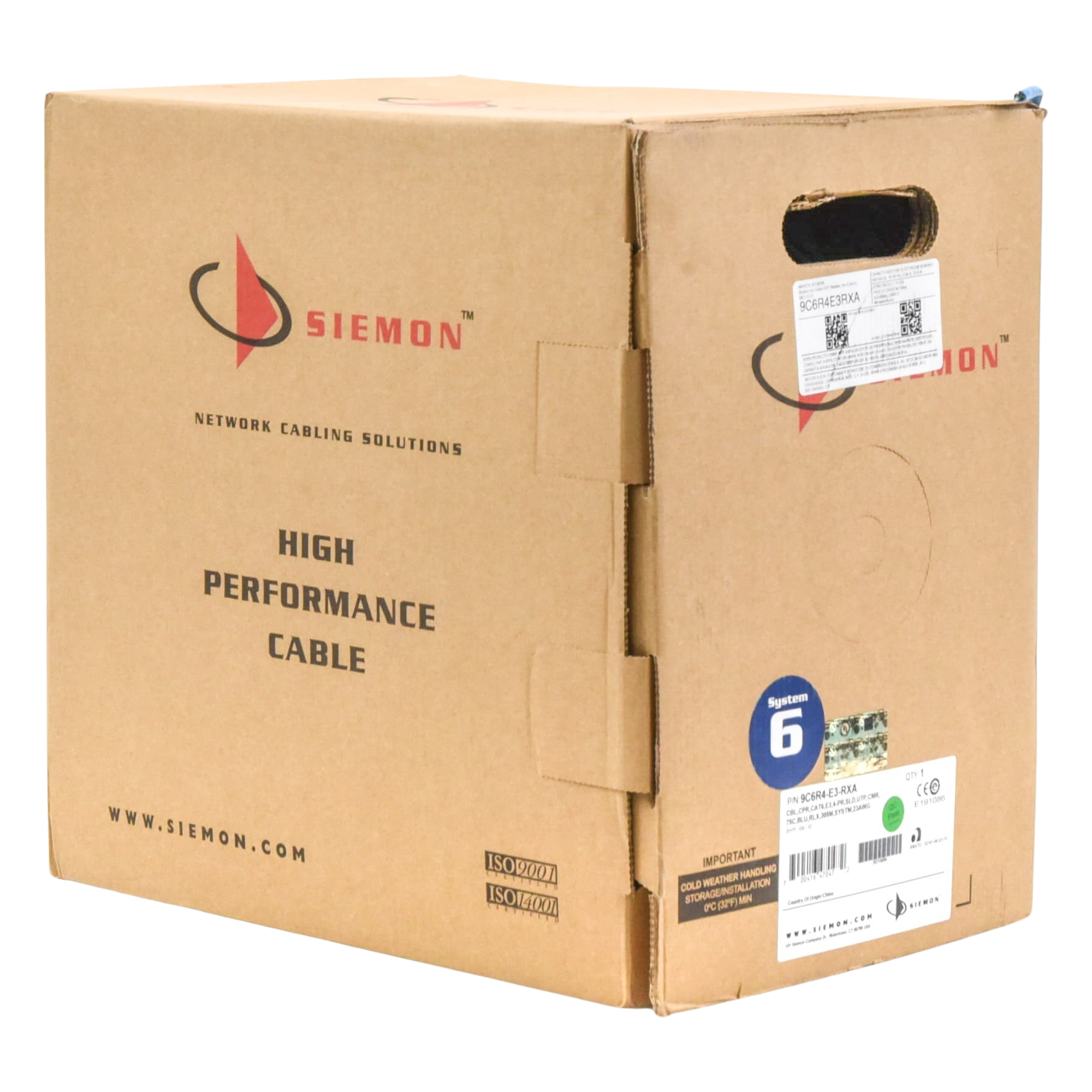 Bobina de Cable UTP Cat6, 23 AWG de 4 Pares, Alto Desempeño, PVC (CMR), 305 Metros (1000 Pies) Reelex (Color: Azul)