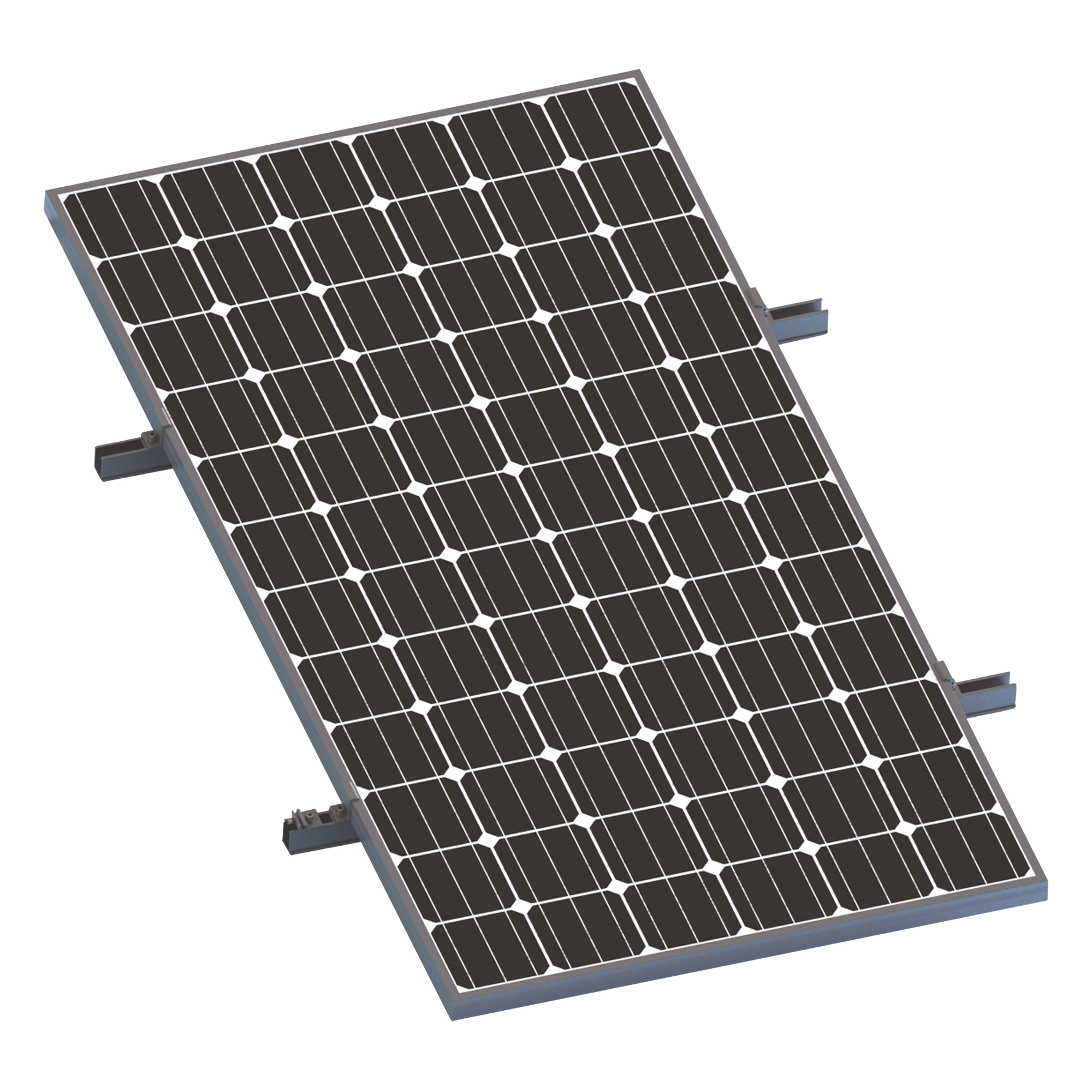 Kits de Montajes Solares — Kit de Montaje para Panel Solar / Arreglo 1x1 / Rieles de Aluminio Anodizado / Módulos de 35 mm / Instalación en Techos Planos