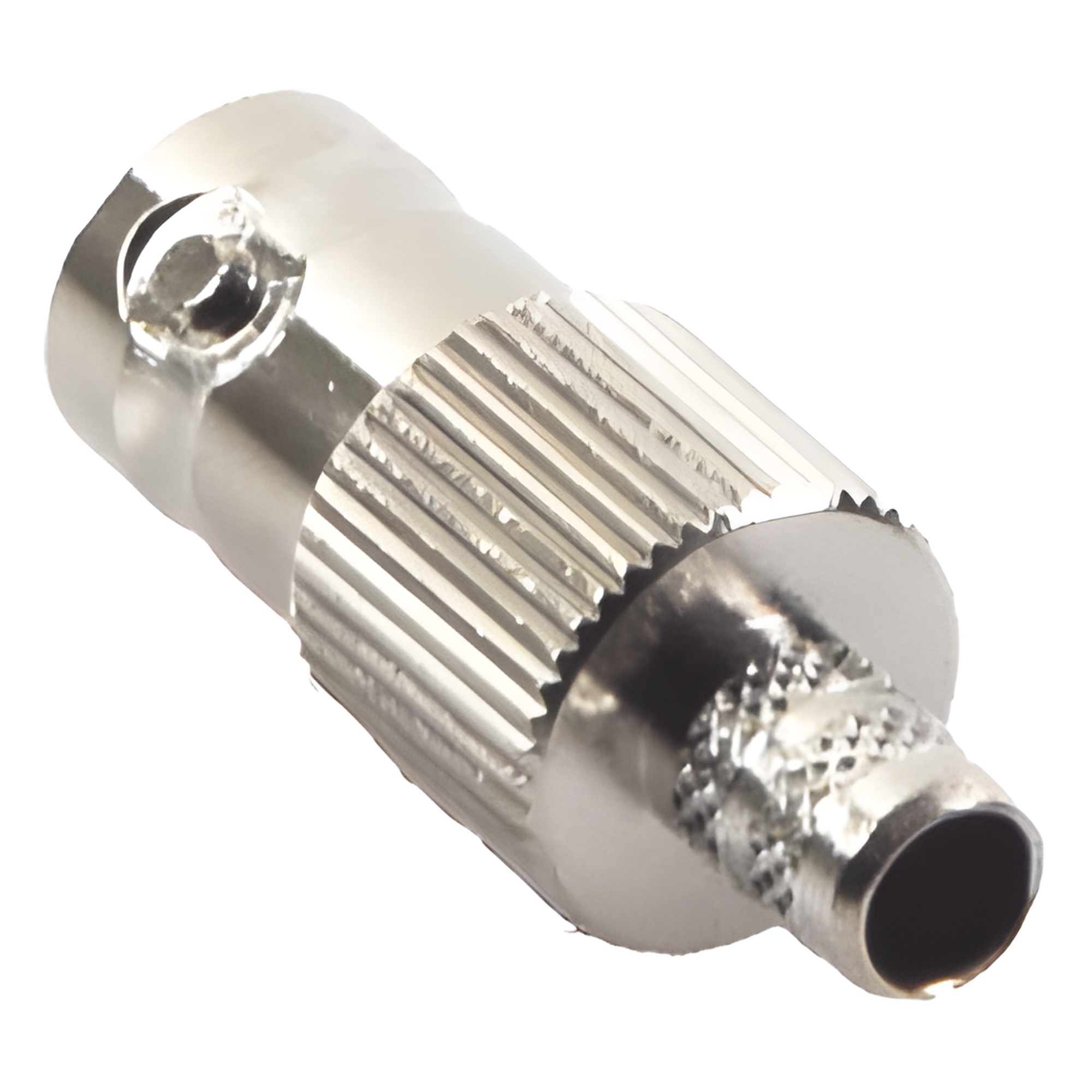 Conector BNC Hembra / Anillo Plegable / Cables RG-8/X, LMR-240, 9258 / Cuerpo Bronce Niquelado / Contacto Oro 24K / Aislamiento Delrin