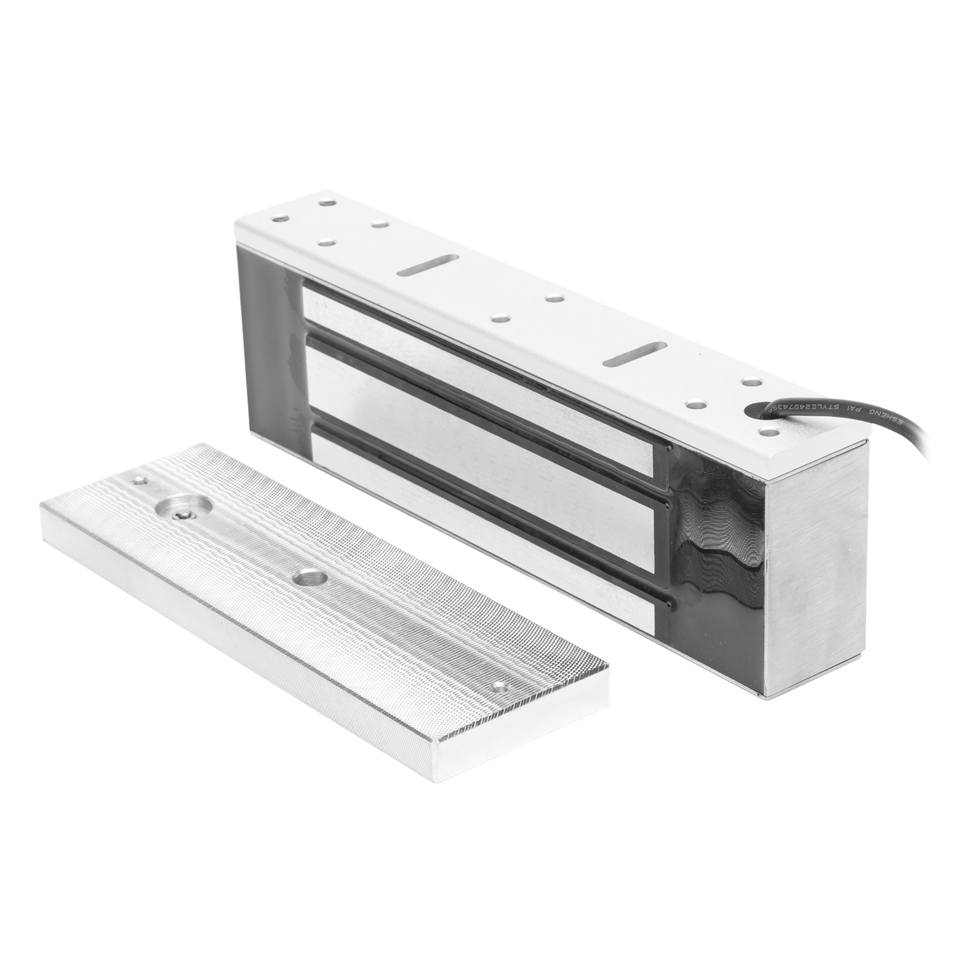 Chapa Magnética / Fuerza de Retención 500 kg (1200 lbs) / IP68 / Voltaje Dual 12/24 VCC / Aluminio Anodizado — ACCESSPRO · SKU MAG1200NW