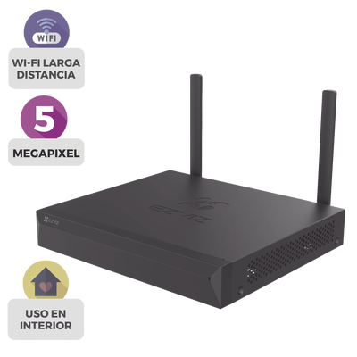 NVR Inalámbrico (WiFi) de 8 Canales IP / Admite Cámaras hasta 5 Megapixel (3K) / Salidas HDMI y VGA  / H.265 / Almacenamiento Expandible hasta 8 TB