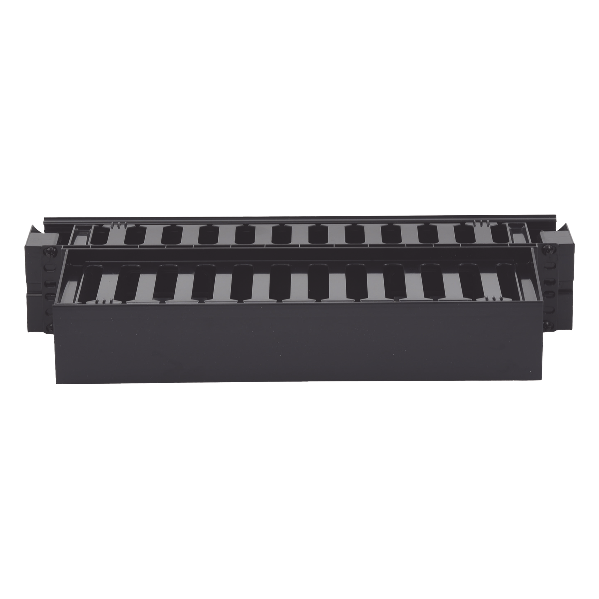 Organizador de Cables Horizontal / Doble Frontal y Posterior / 2UR / 19in / Con Tapa Extendida