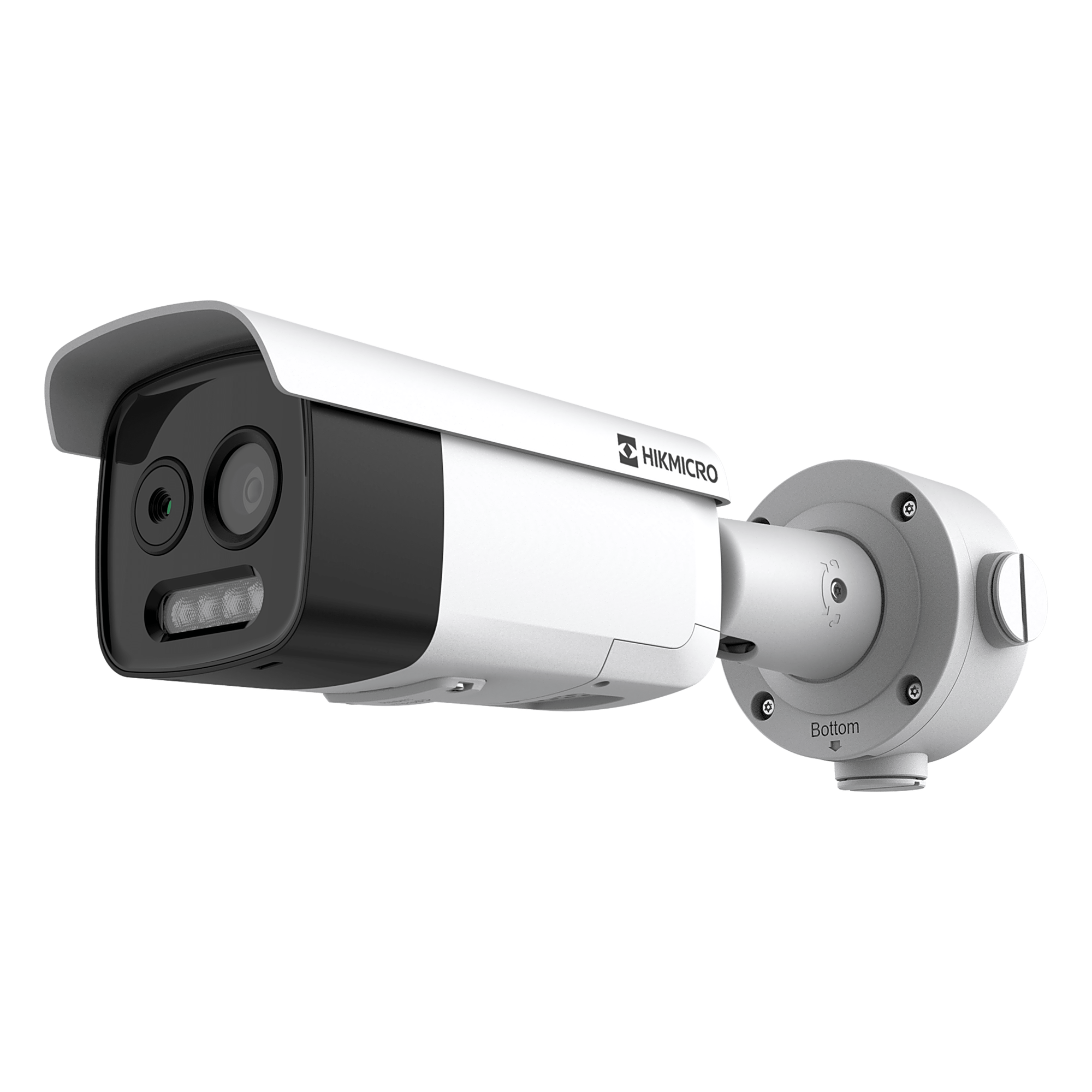 Cámara Bala Bi-Espectral / Térmica 256×192 / Óptica 5 MP / Personas 120 m (393.7 ft) / Fuego 74.4 m (244.1 ft) / Alarma / PoE — HIKVISION · SKU HM-TD2628-10/G1/T3A