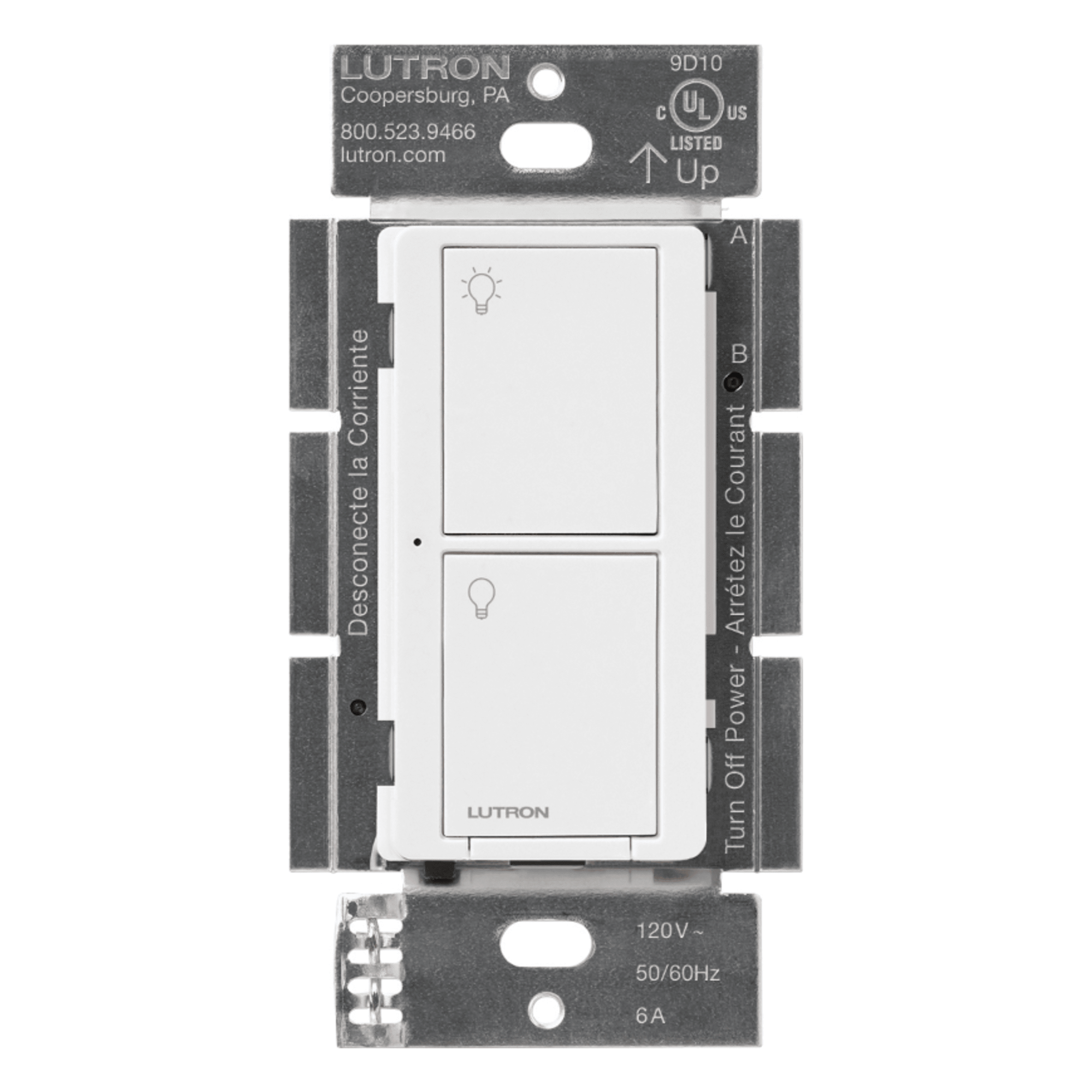 Interruptor de Pared Inteligente / On/Off / 5 A LED / 120/277 V / Sin Neutro / Control Pico / Smart Bridge — LUTRON CASETA WIRELESS · SKU PD5WSDVWH