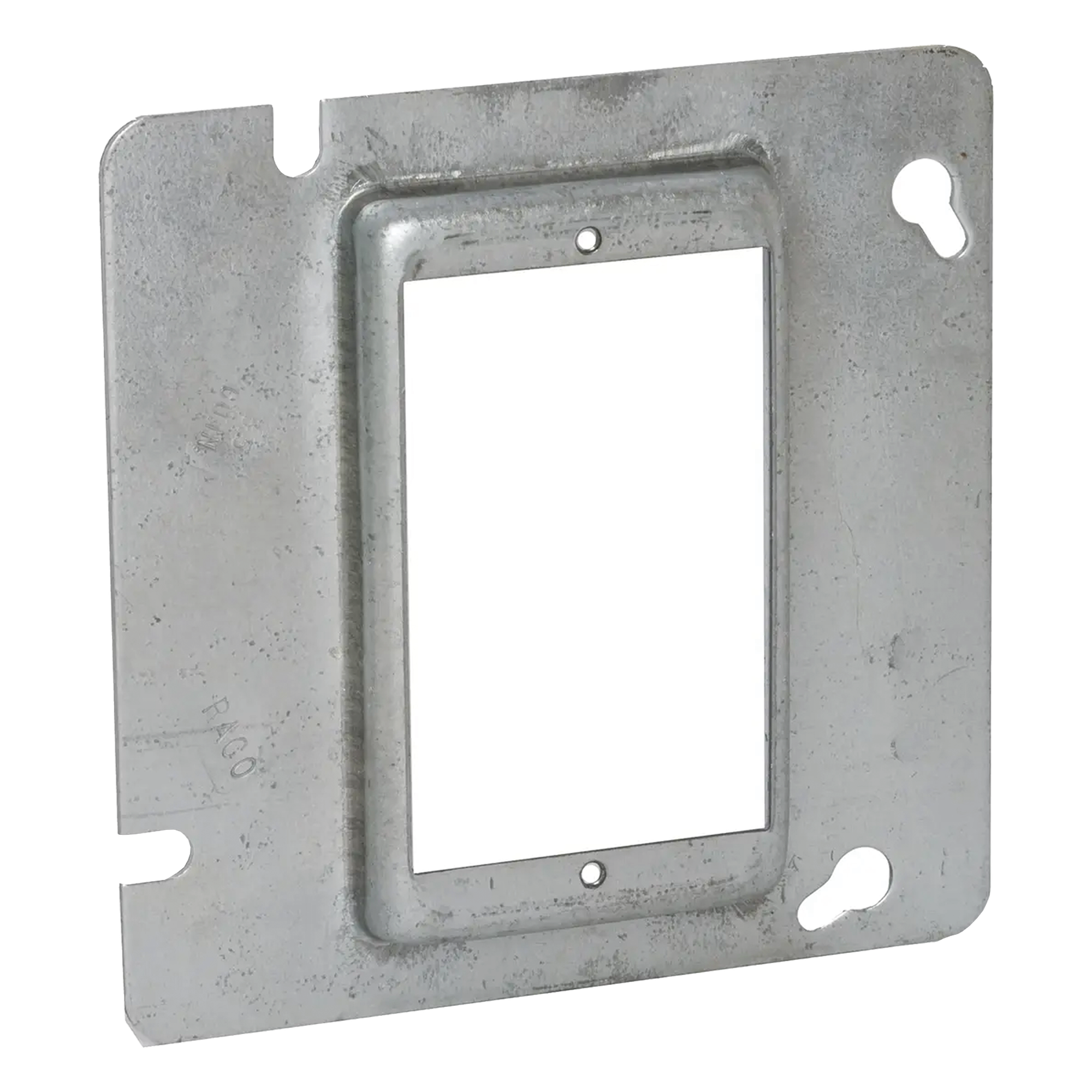 Sobretapa Cuadrada / Acero Galvanizado / 4.688 x 4.688 x 0.5 in / Capacidad 3.5 in³ / UL Listed — RACO · SKU HUB-837