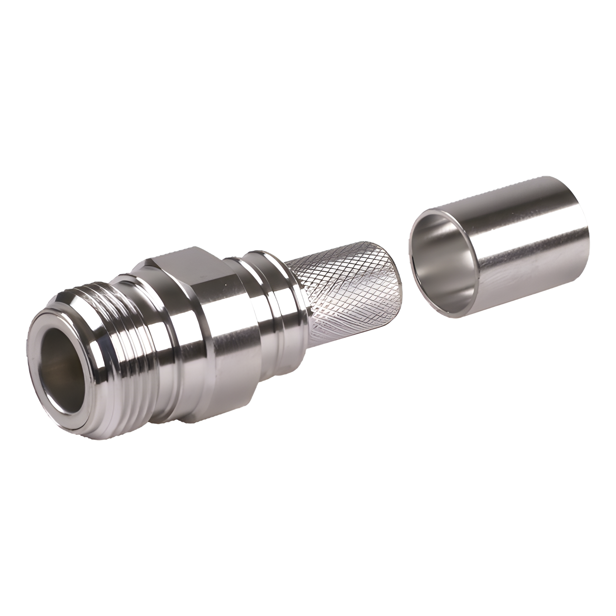 Conector N Hembra / Plegable con Pin Cautivo / 50 Ohms / VSWR 1.3 / Hasta 6 GHz / Para RG-8, LMR-400, CNT-400 — Times Microwave · SKU EZ-400-NF-X