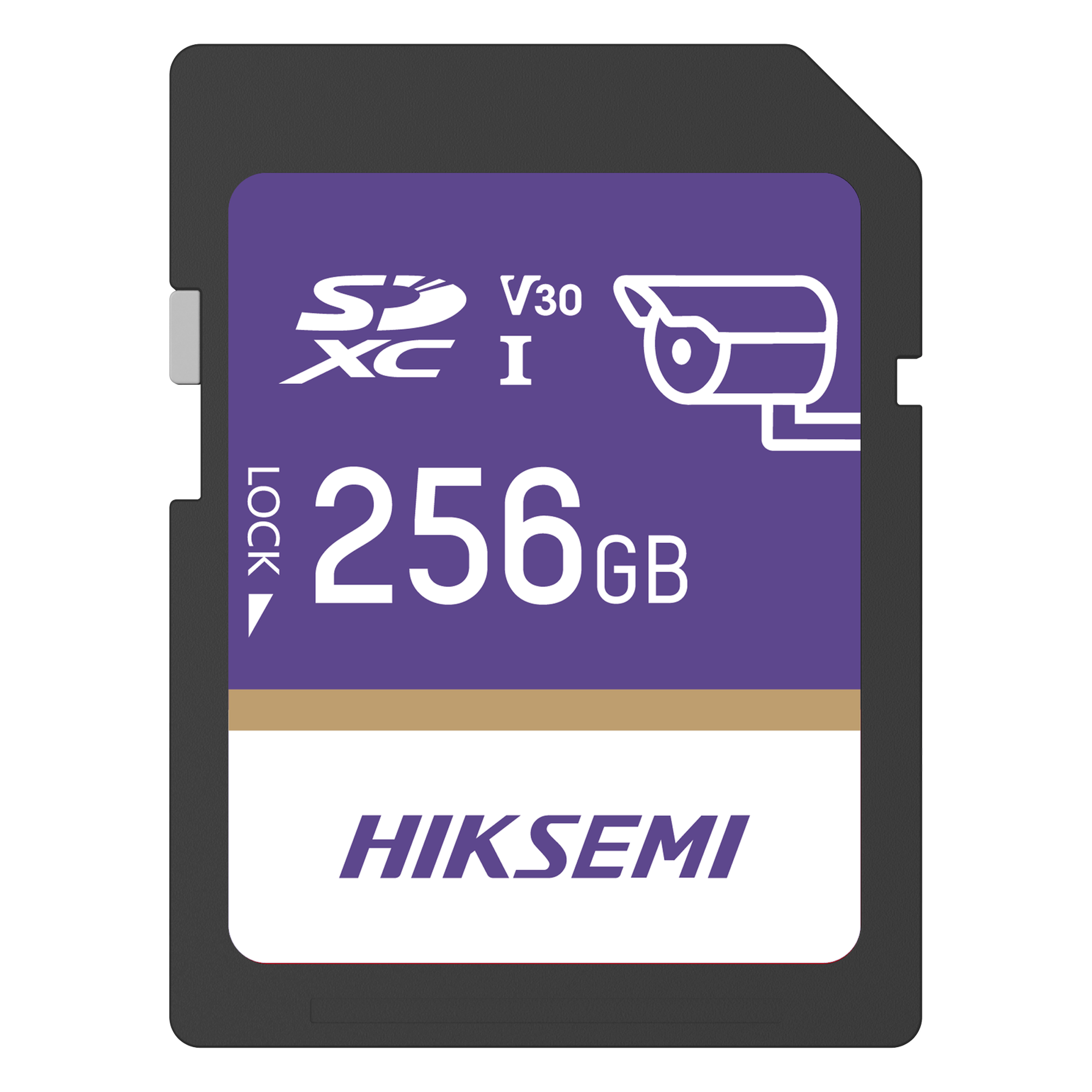 Tarjeta SD / 256 GB / 100 MB/s Lectura / 90 MB/s Escritura / Clase 10 U3 V30 / 3D TLC NAND / Videovigilancia 24/7 — HIKSEMI by HIKVISION · SKU HS-SD-P10/256G/GUARDPRO