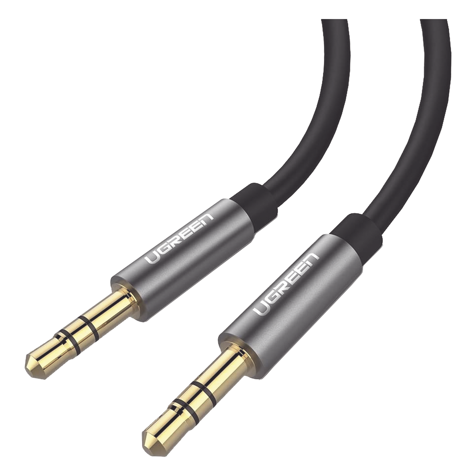 Cable Auxiliar / 2 m (6.6 ft) / Conector 3.5mm Macho a Macho / Chapado en Oro 24K / TPE / Aluminio / Negro — UGREEN · SKU 10735