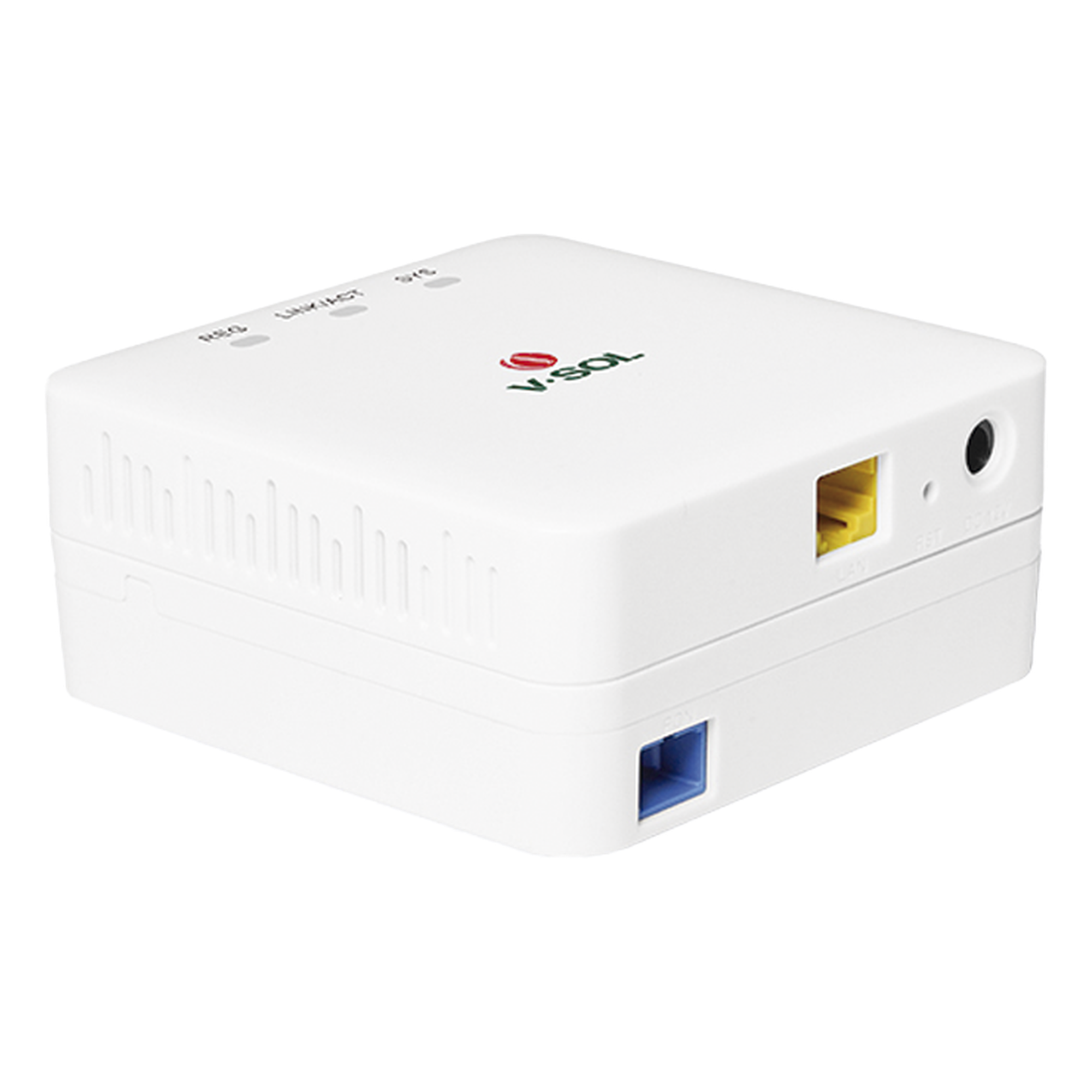 ONU Bridge EPON/GPON / 1 Puerto SC/UPC / 1 Puerto LAN Gigabit / Roseta Integrada / 91x91x41 mm / 4W — V-SOL · SKU V2801-SC