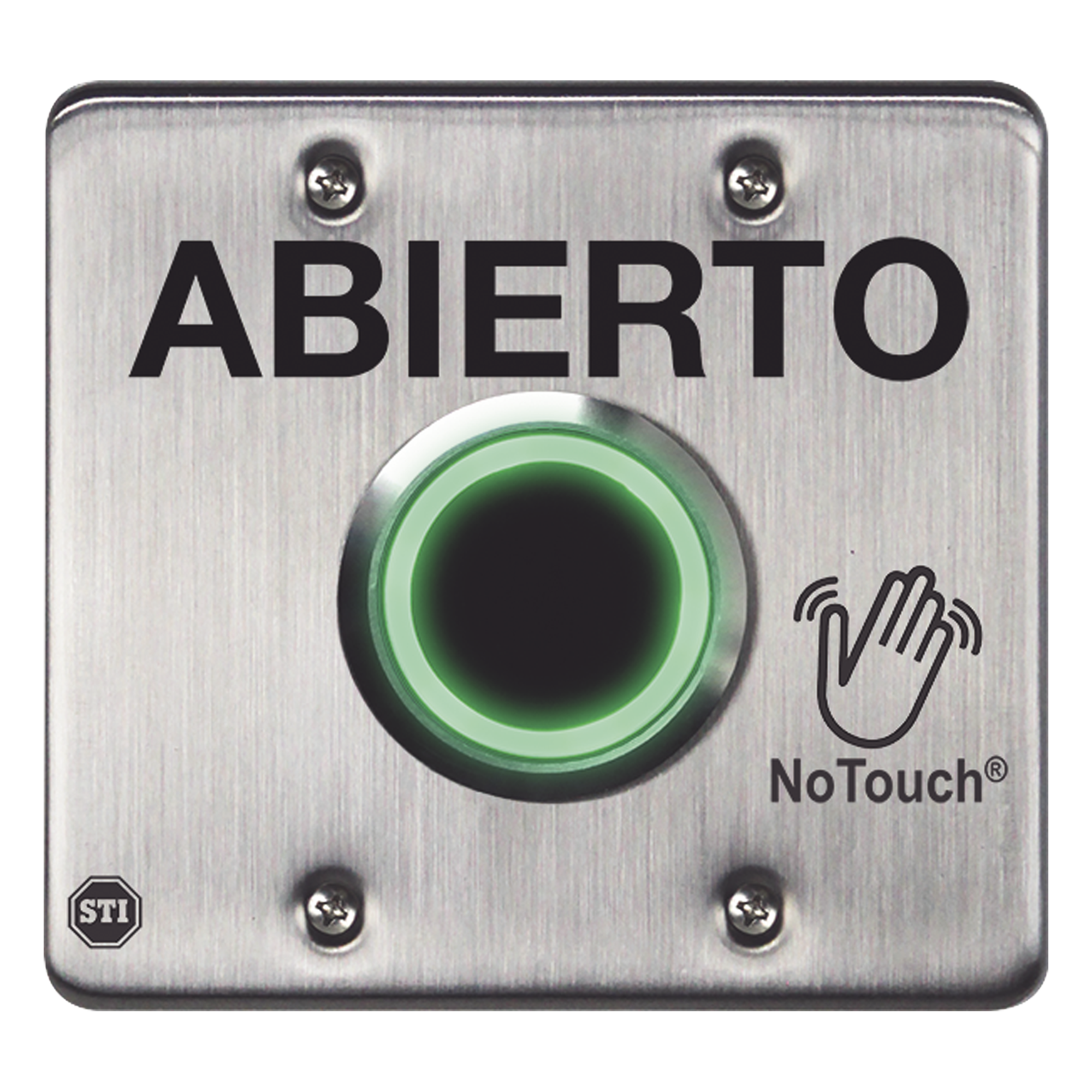 Interruptor IR Sin Contacto / Acero Inoxidable 304 Grado Médico / Salida Doble / Contacto Seco 120 VCA / LED Bicolor — STI · SKU NT-SS202-ES