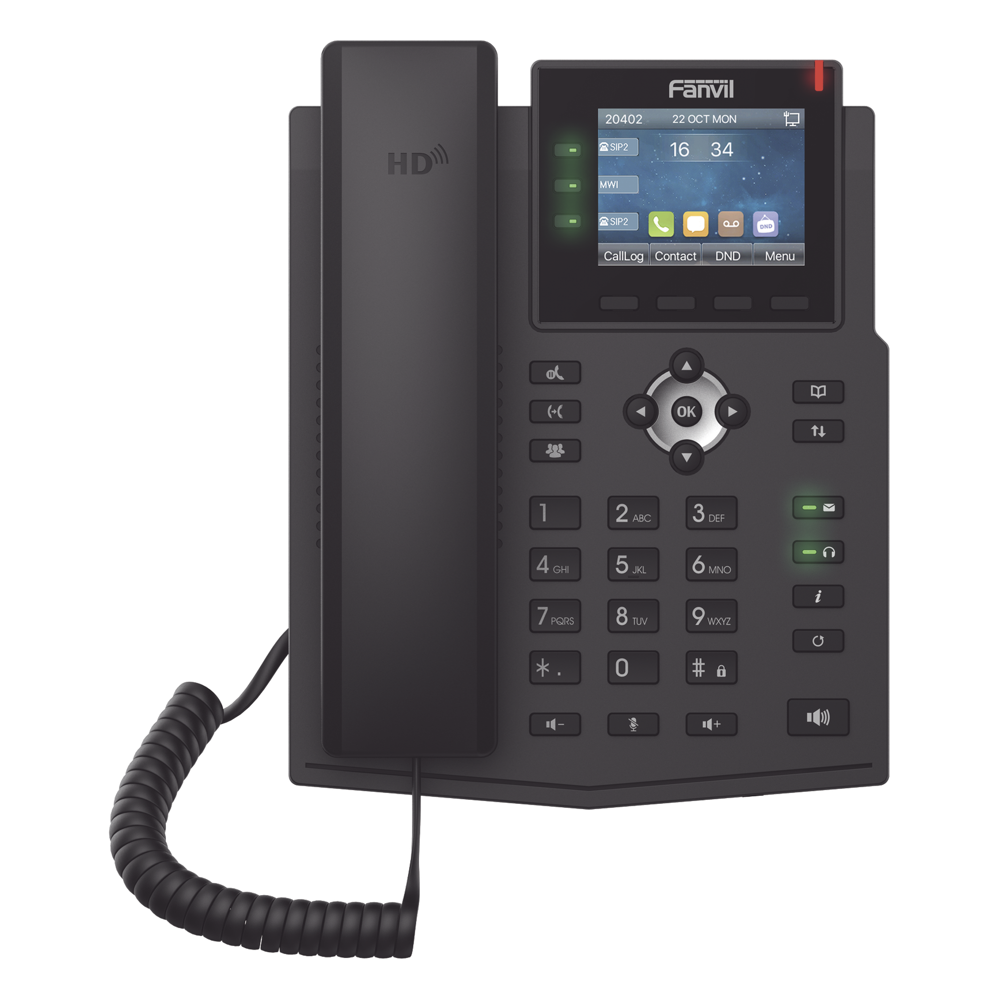 Teléfono IP / 6 Líneas SIP / Pantalla LCD Color 2.8" / Audio HD / Conferencia 3 Vías / Puertos Gigabit / PoE 802.3af — FANVIL · SKU X3U