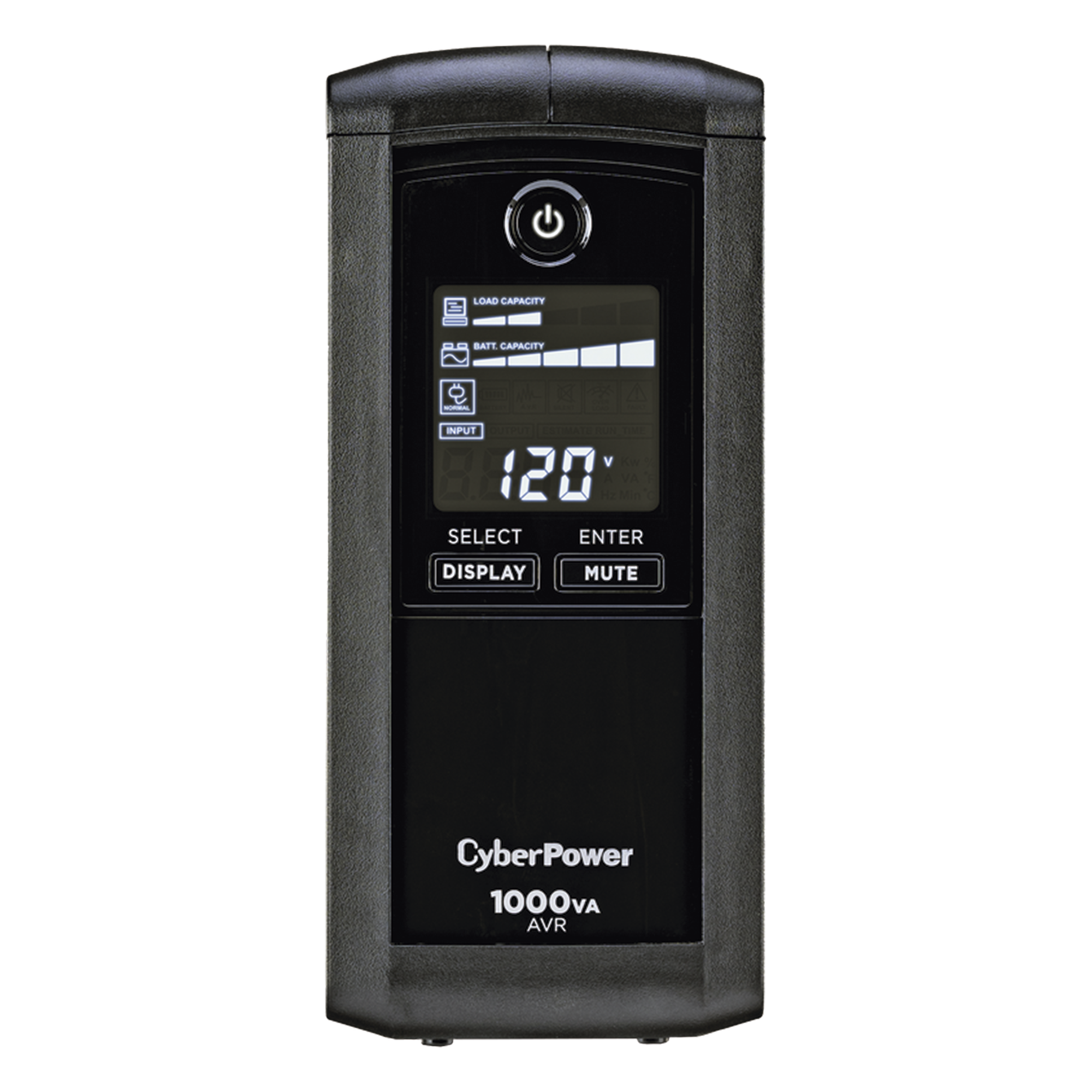 UPS de 1000 VA / 600 W / Topología Línea Interactiva / 9 Tomas NEMA 5-15R / AVR / Pantalla LCD / Supresión 1080 J