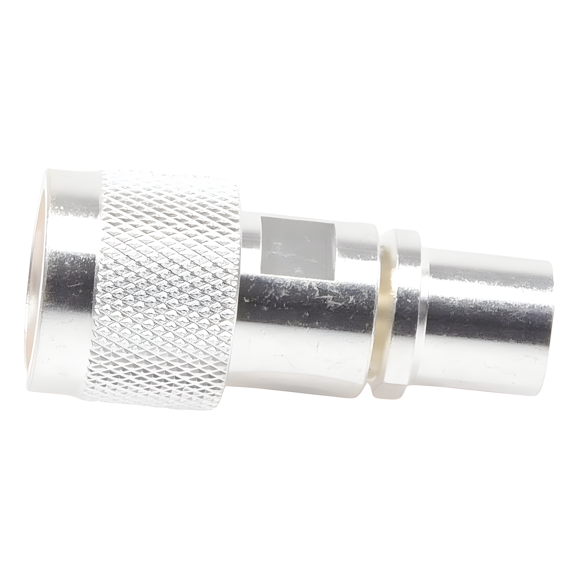 Conector coaxial / N macho / Rosca-soldadura / Bronce plateado / Oro / Teflón / Cables LMR-400, CNT-400, RG8/U