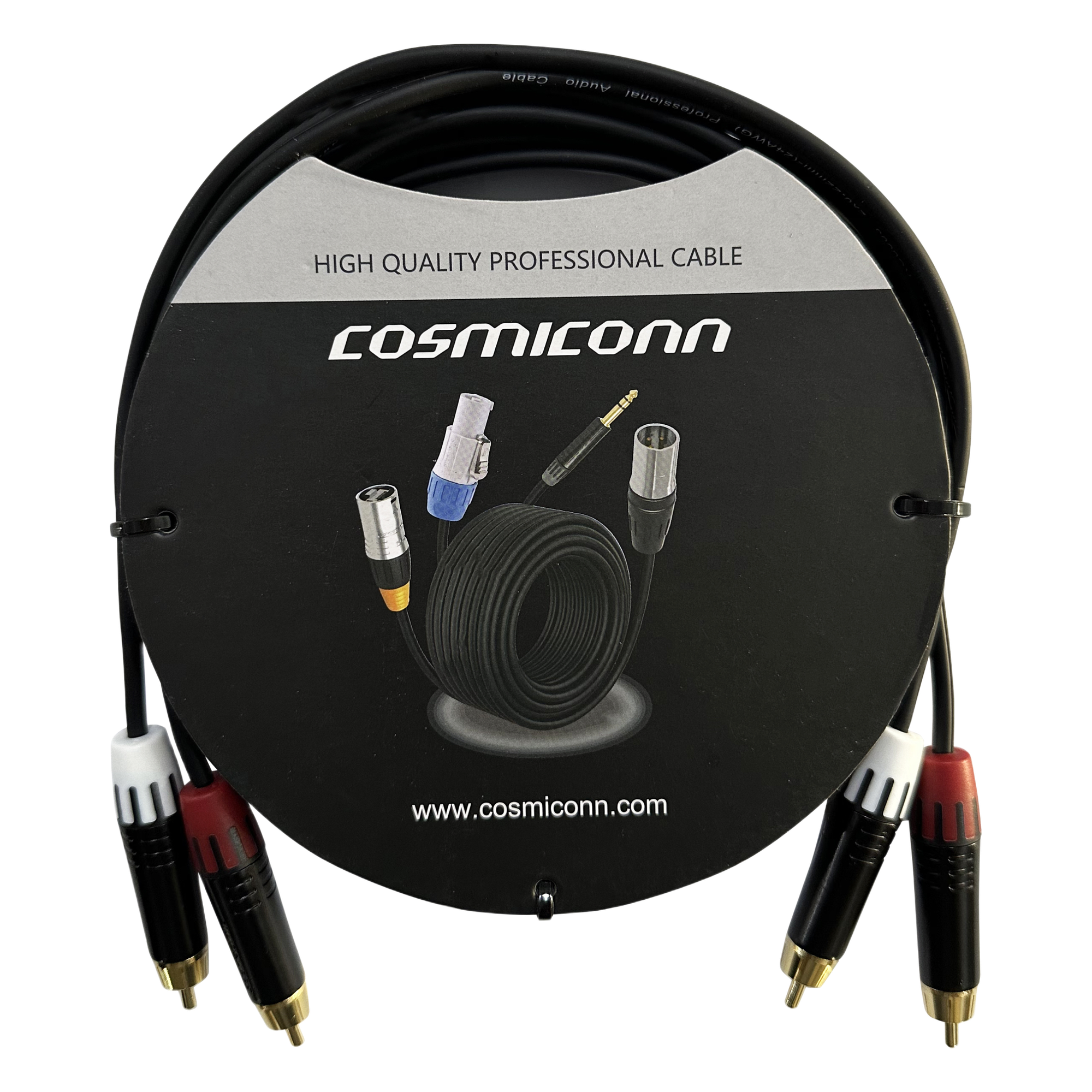 Cable 2 RCA x 2 RCA / Conectores Negros / Diferenciador Color Blanco y Rojo / 3 m (9.84 ft) — COSMICONN · SKU CRC032RM2RM3001
