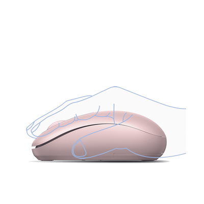 Mouse Inalámbrico 2.4G 800/1200/1600/2400 DPI | Función de 3 botones | Alcance 10m | Silencioso |  Ergonómico | Anti-caída y Anti-interferencias | Batería Alcalina AA incluida  | Color Dusty Pink.